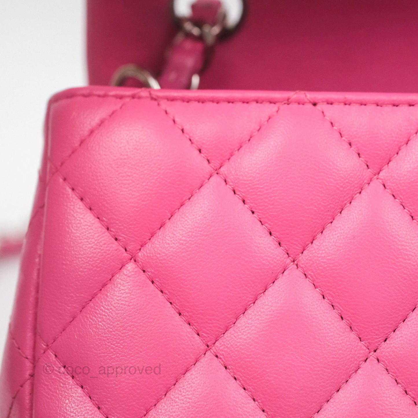 Chanel Quilted Mini Rectangular Flap Pink Lambskin Silver Hardware
