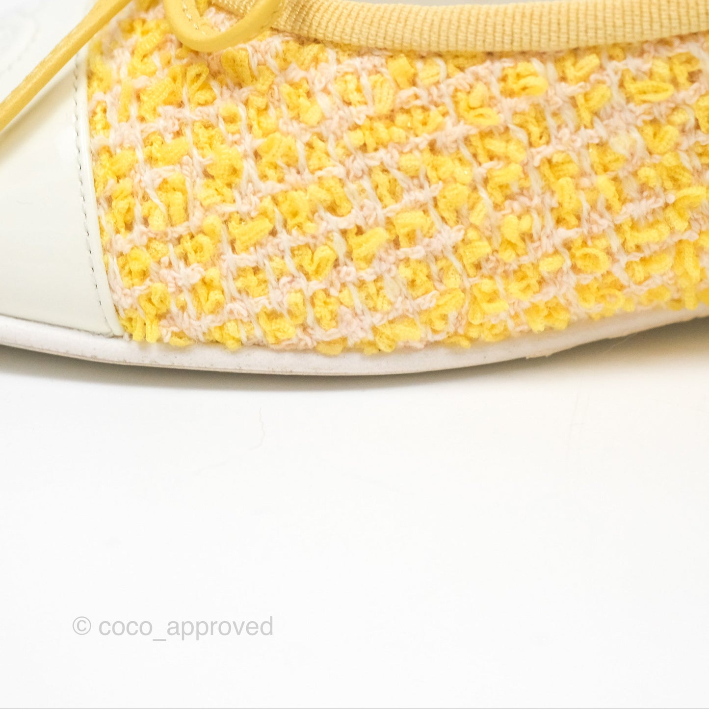 Chanel Ballerina Flats Yellow Tweed White Size 37