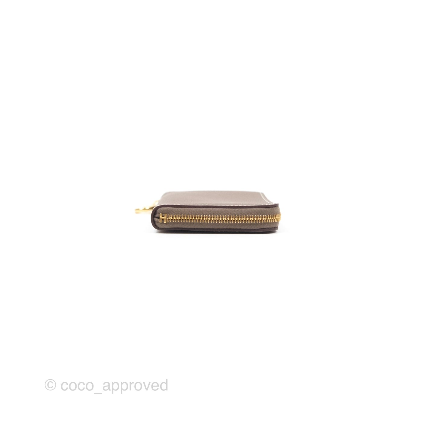 Hermès Zipengo Chaine d'Ancre Compact Card Holder Etoupe 18 Evercolor Gold Hardware