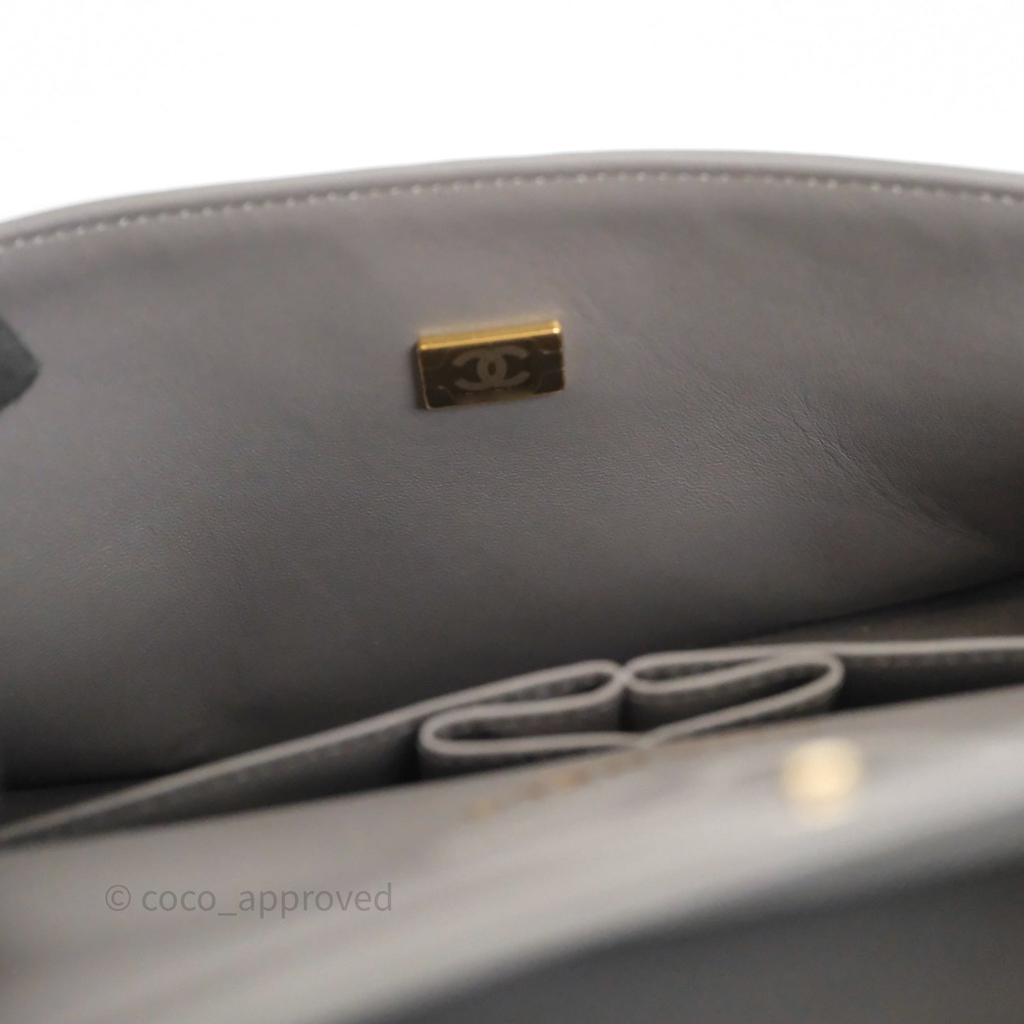 Chanel Small Quilted Classic Flap Grey Lambskin Light Gold Hardware