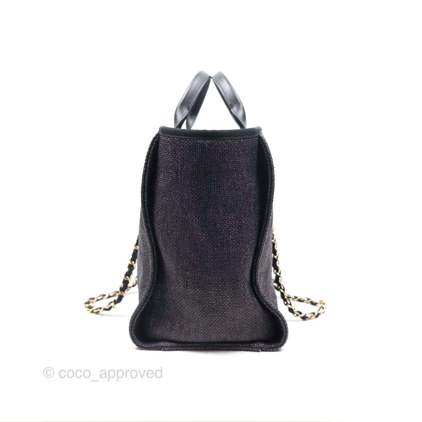 Chanel Large Deauville Black Raffia Gold Hardware