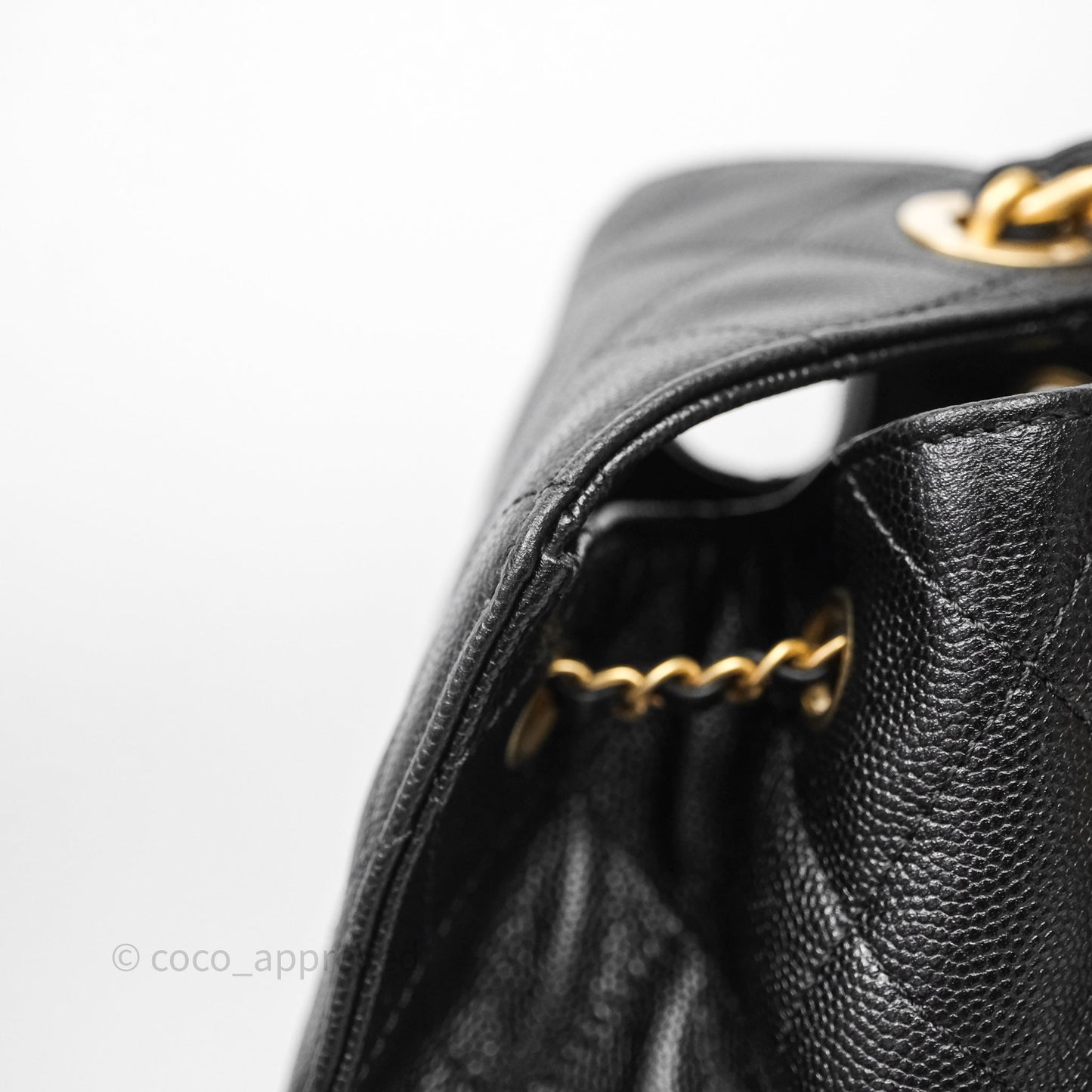 Chanel 25 Medium Black Caviar Aged Gold Hardware