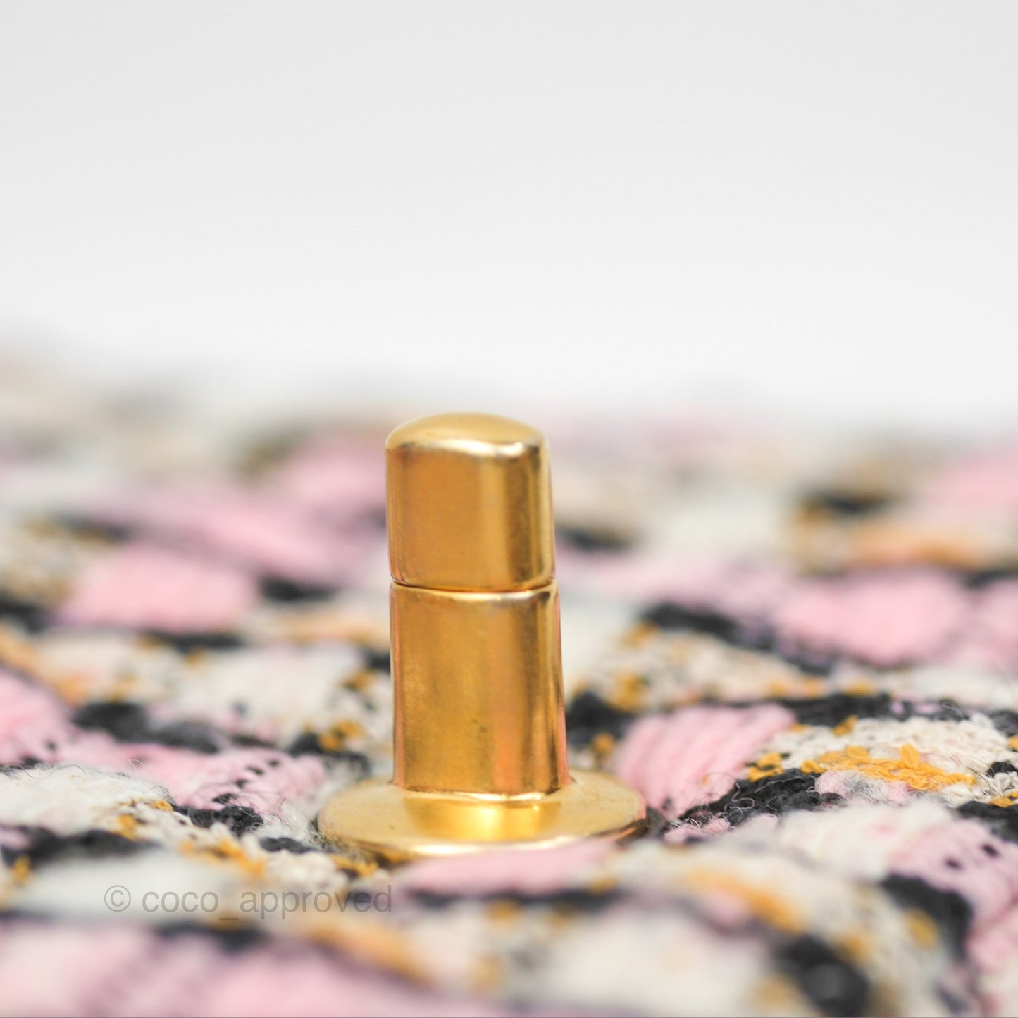 Chanel Pearl Crush Mini Square Quilted Pink Tweed Aged Gold Hardware