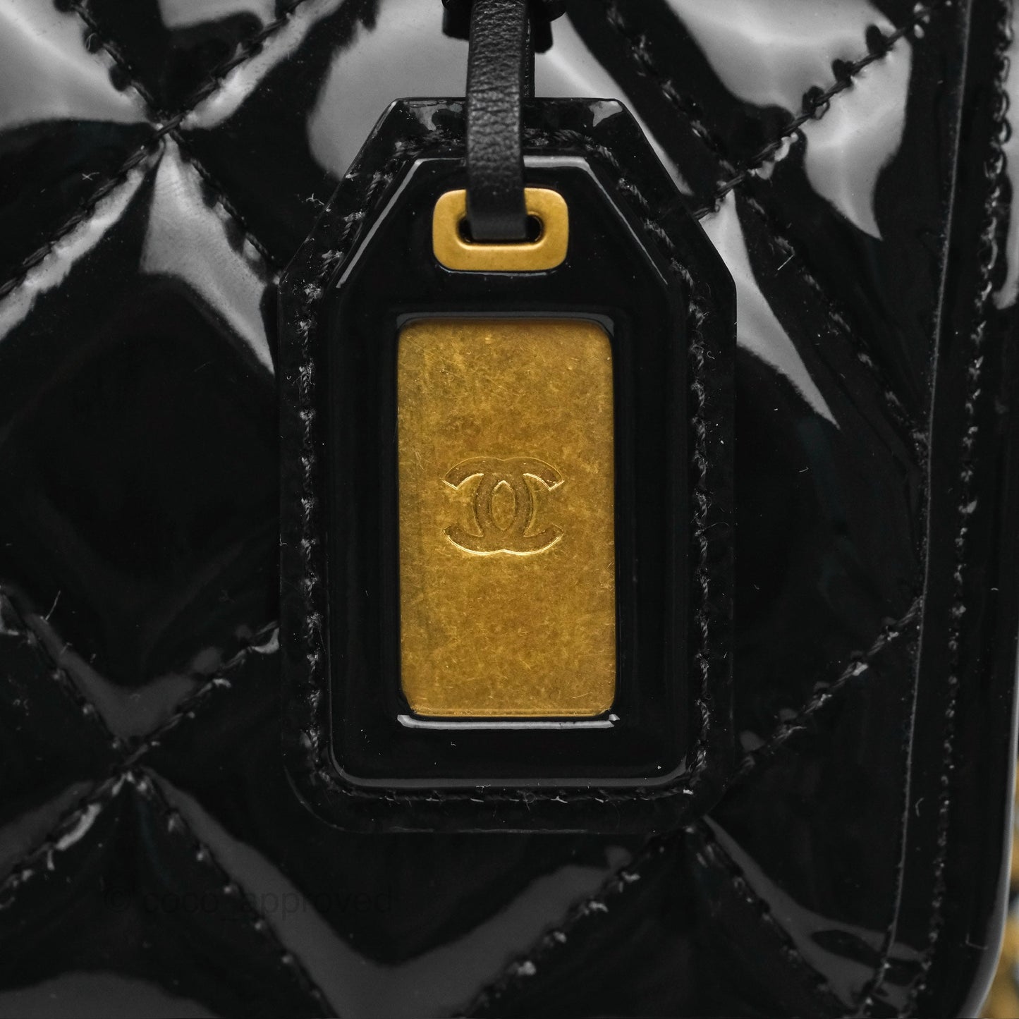 Chanel Mini School Memory Top Handle Flap Black Patent 22K