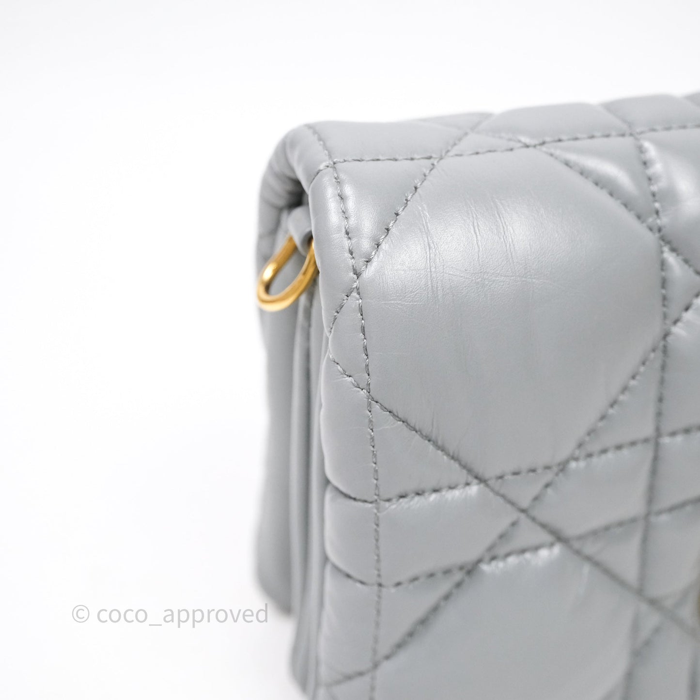 Christian Dior Mini Caro Bag Grey Macrocannage
