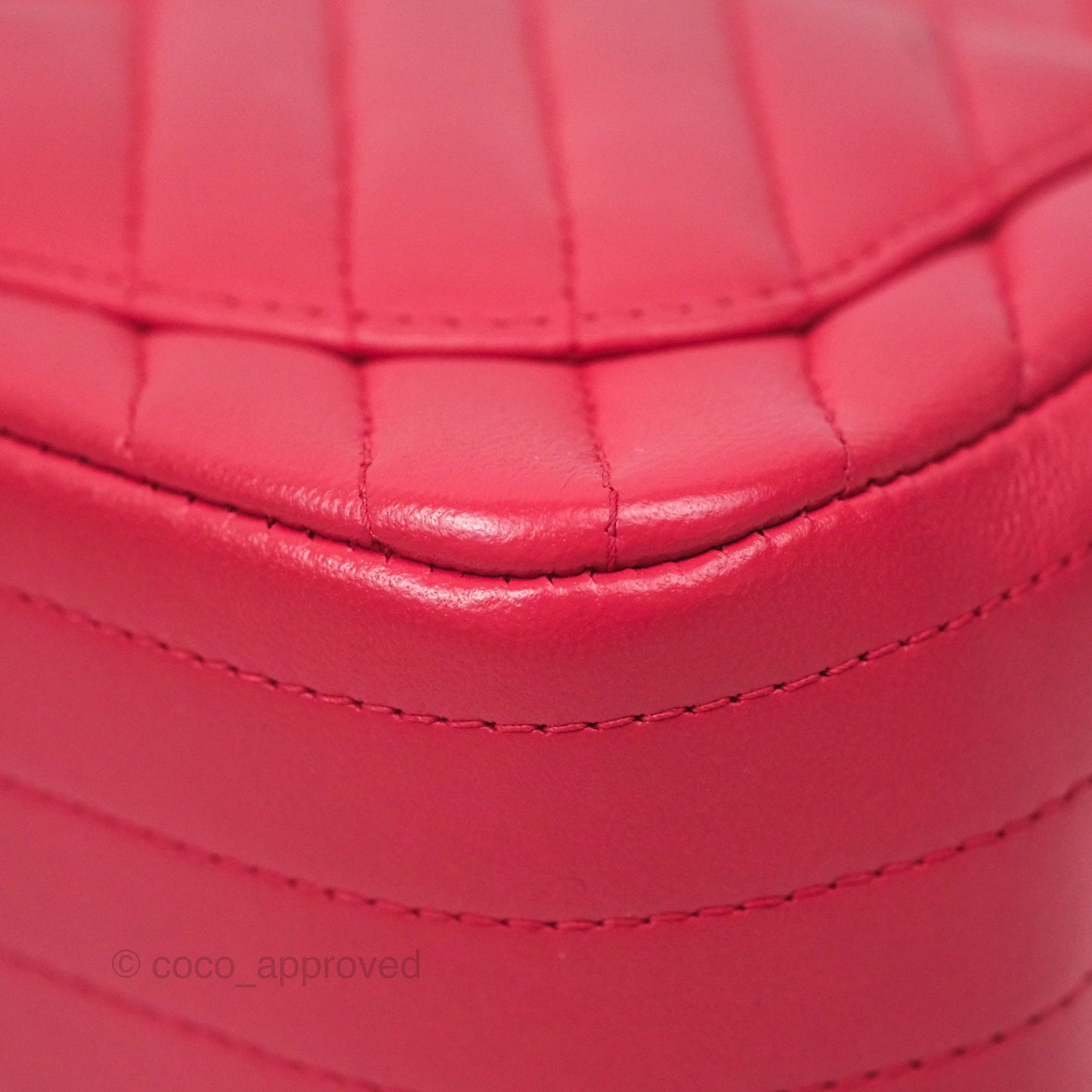 Chanel Mini Square Flap Chevron Dark Pink Lambskin Gold Hardware