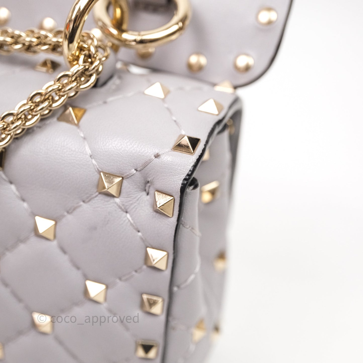 Valentino Small Nappa Rockstud Spike Bag Grey Gold Hardware