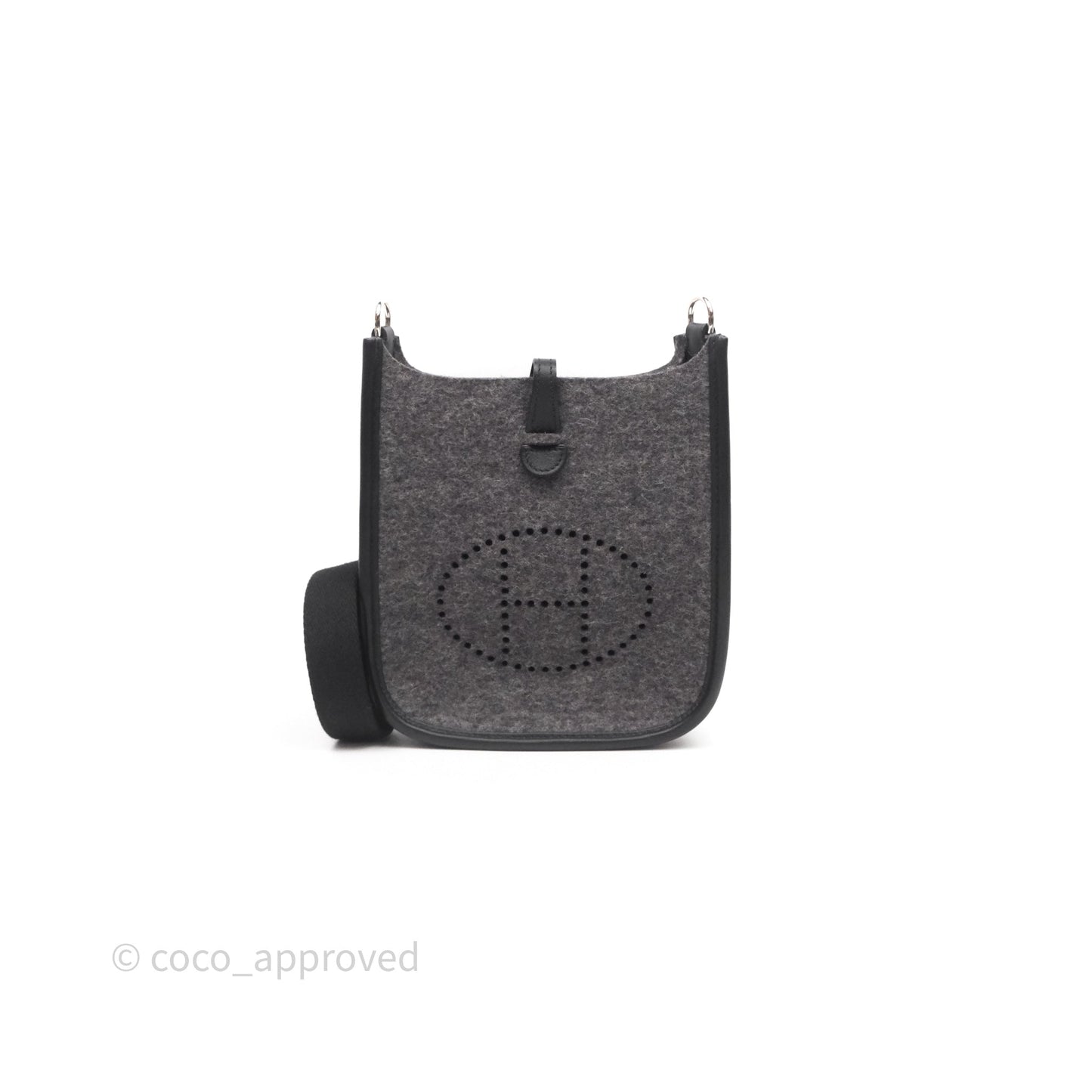 Hermès Mini Evelyne 16 Graphite 88 / Noir 89 Wool Swift Palladium Hardware