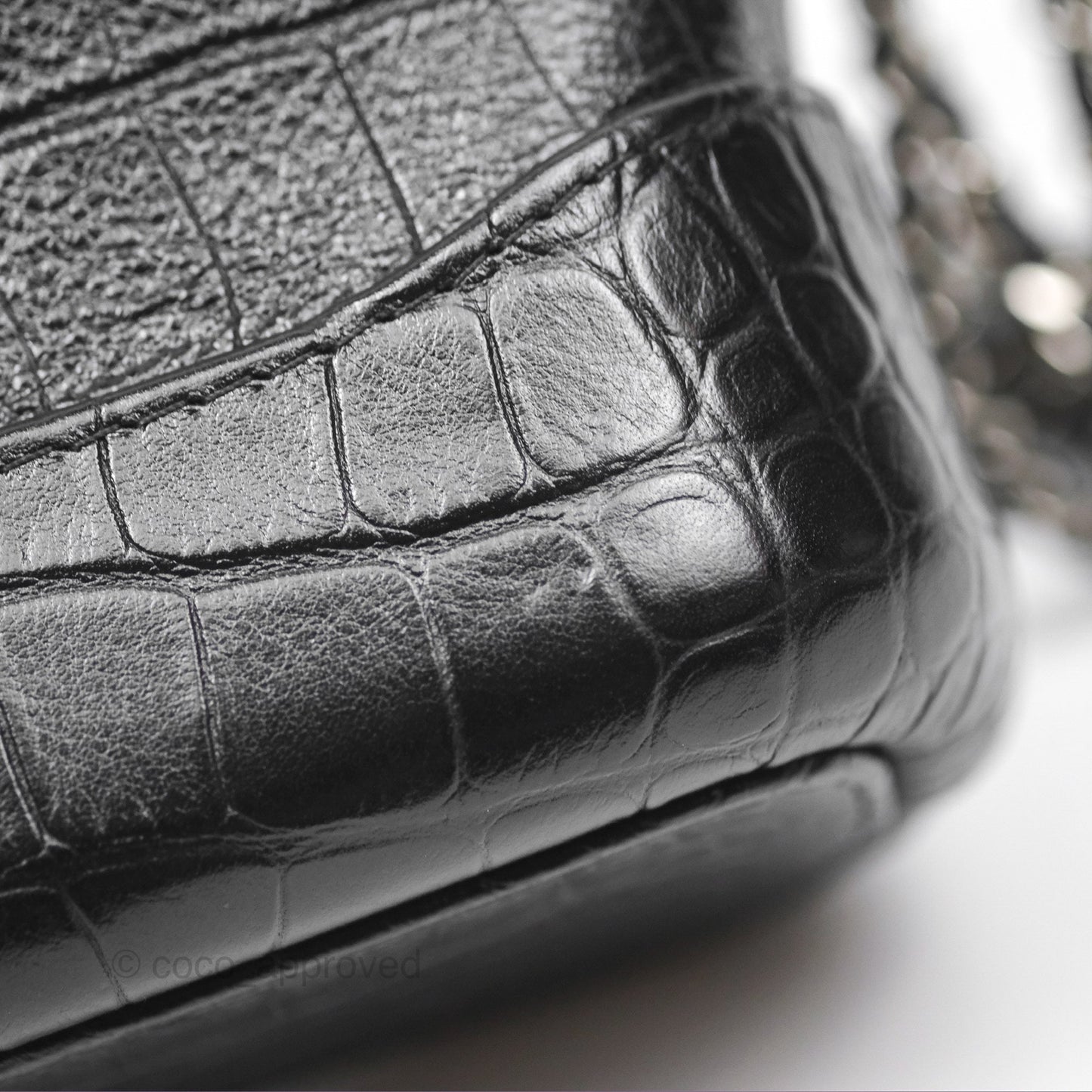 Chanel Small Gabrielle Hobo with Logo Handle Quilted Black Croc Embossed Calfskin