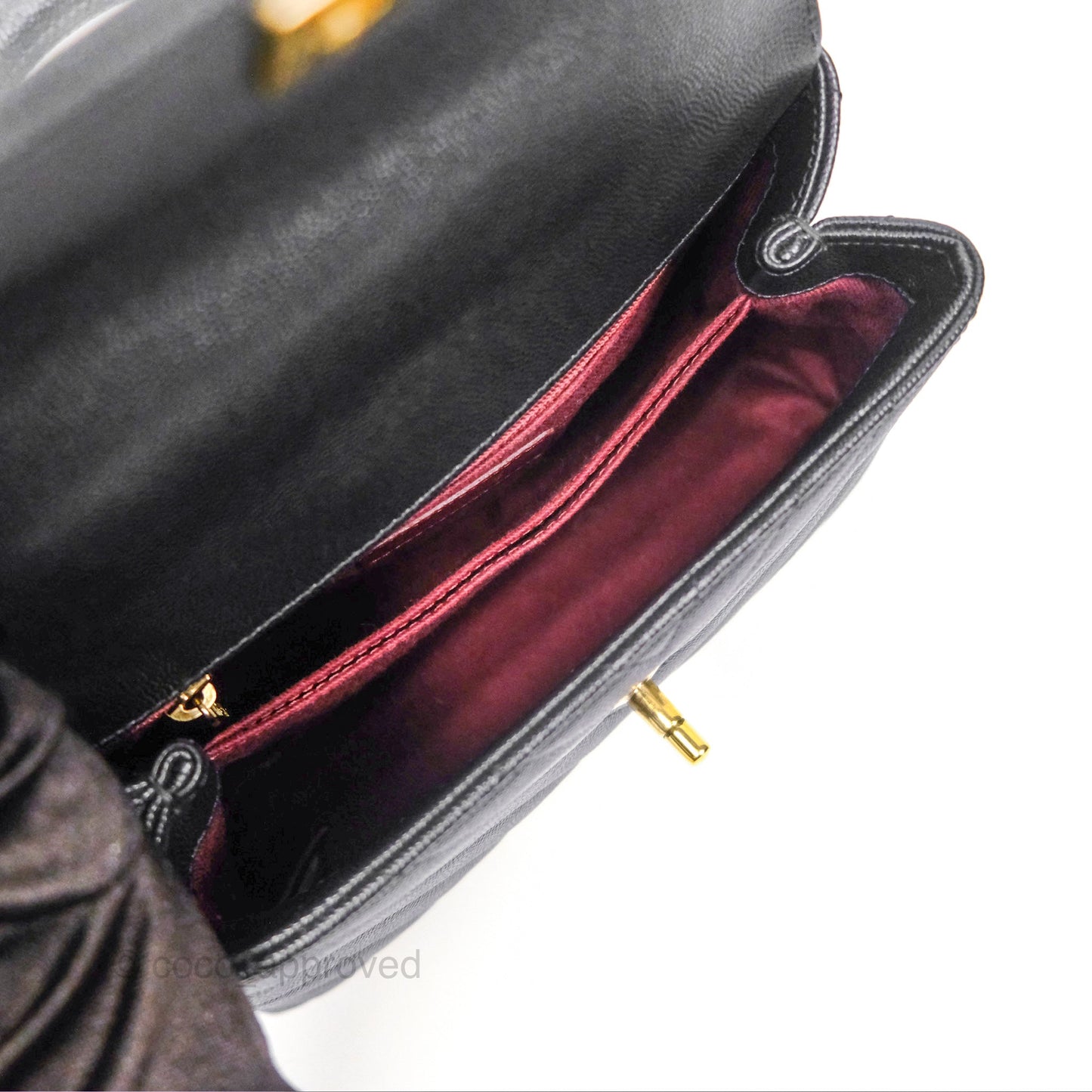 Chanel Small Coco Handle Chevron Black Caviar Gold Hardware