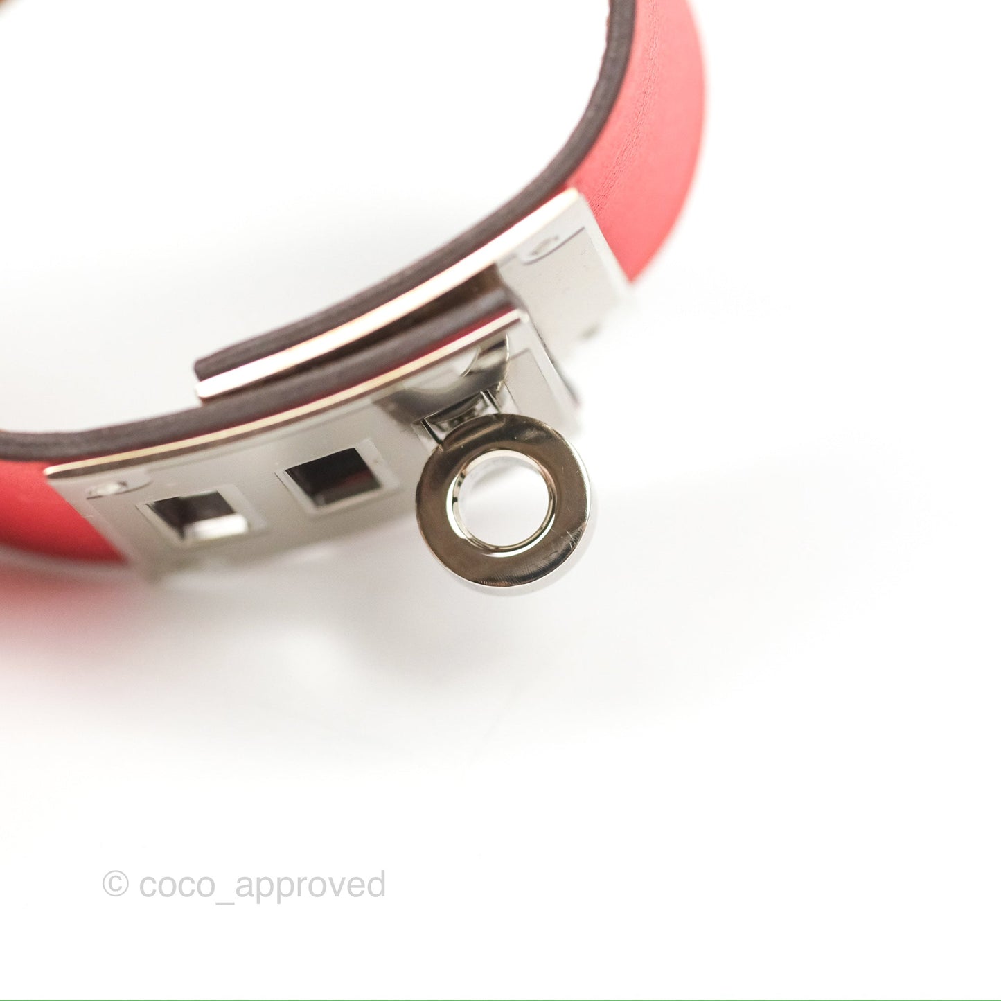 Hermes Kelly Dog Bracelet Red Swift Palladium Hardware