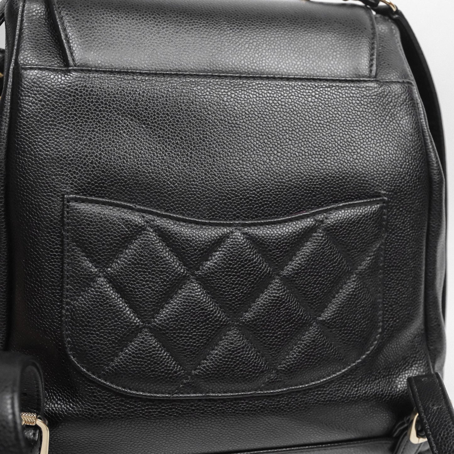 Chanel Quilted Business Affinity Backpack Black Caviar Light Gold Hardware
