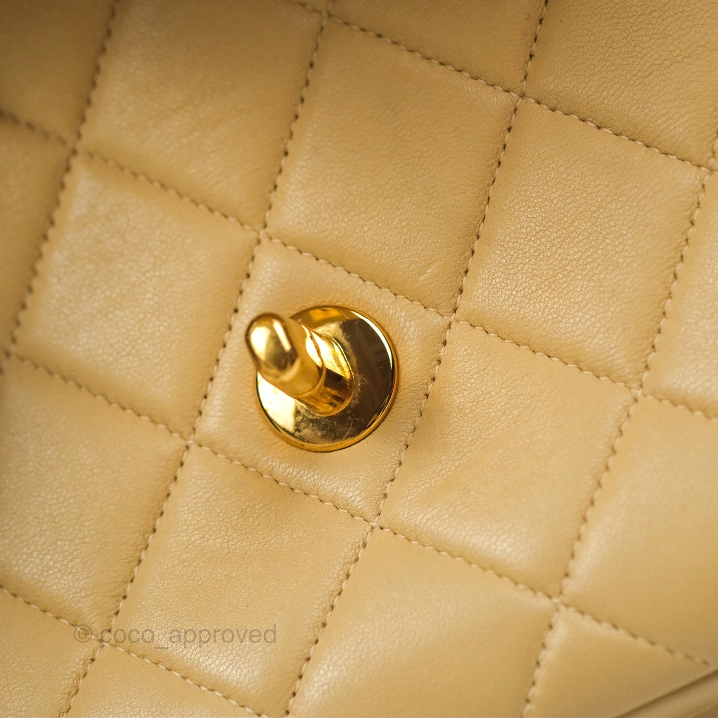 Chanel Vintage Double Sided Flap Bag Quilted Beige Lambskin Gold Hardware