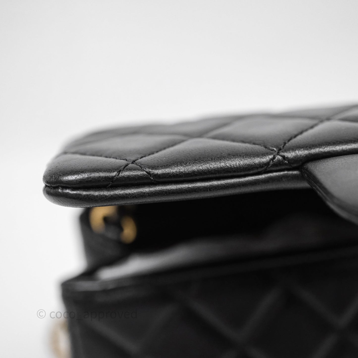 Chanel Pearl Crush Mini Square Quilted Black Lambskin Aged Gold Hardware