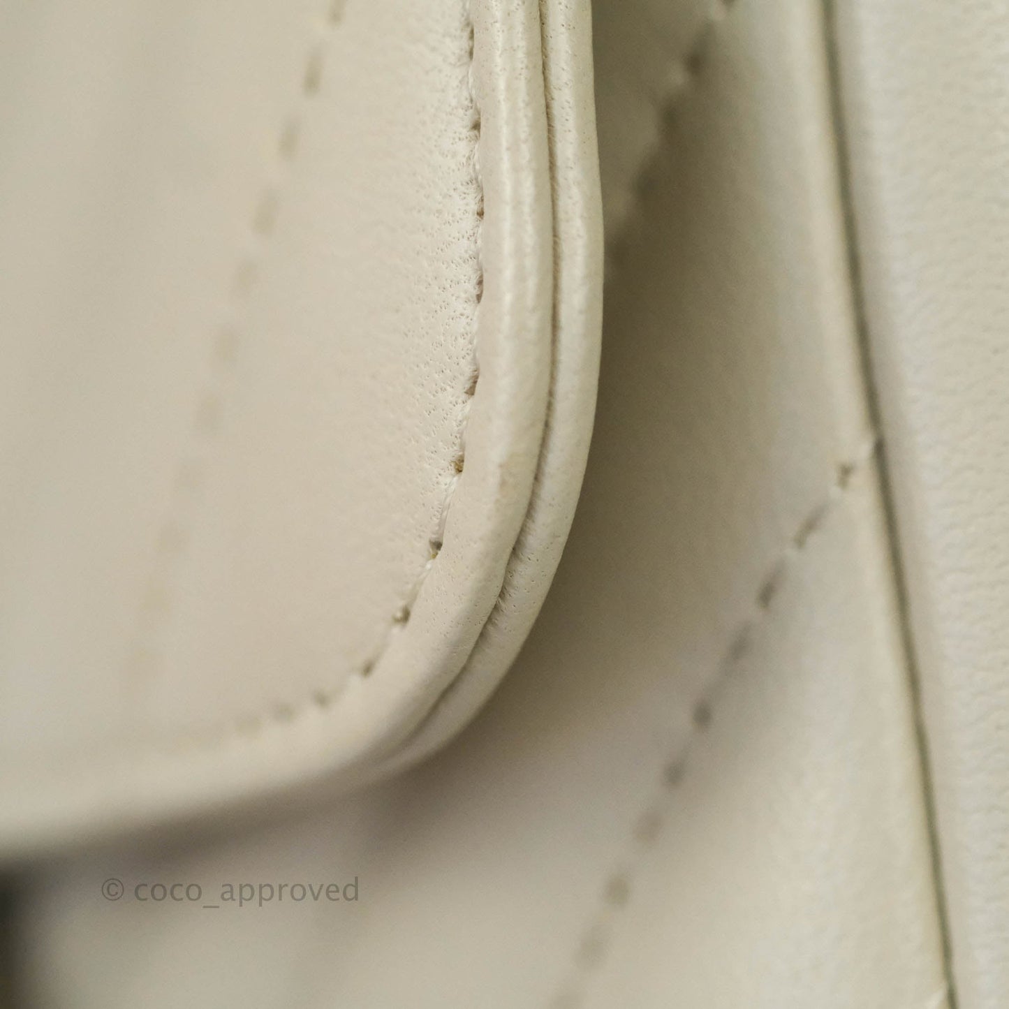 Chanel Mini Square Chevron Ivory Cream Lambskin Silver Hardware