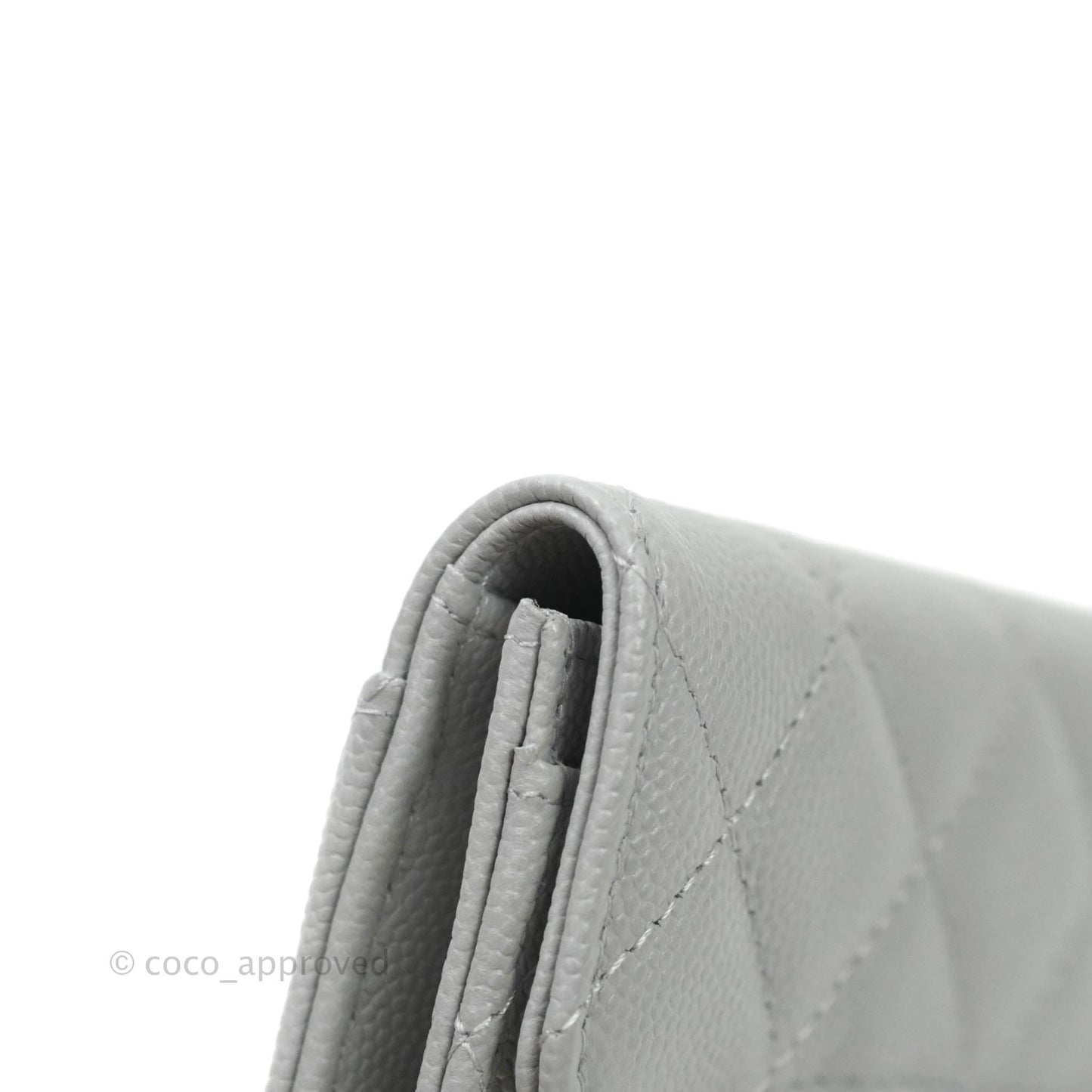 Chanel Caviar Quilted Flap Card Holder Grey Gold Hardware 21A