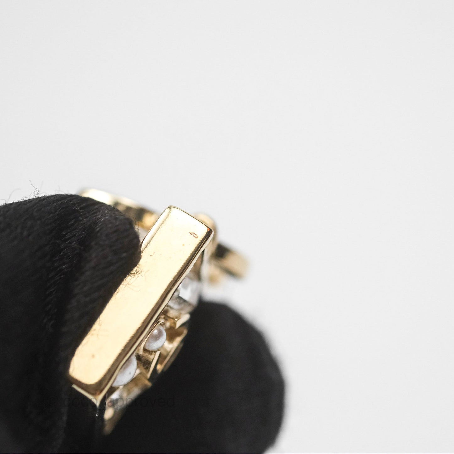 Chanel Square Crystal Pearl CC Drop Earrings Gold Tone 22C