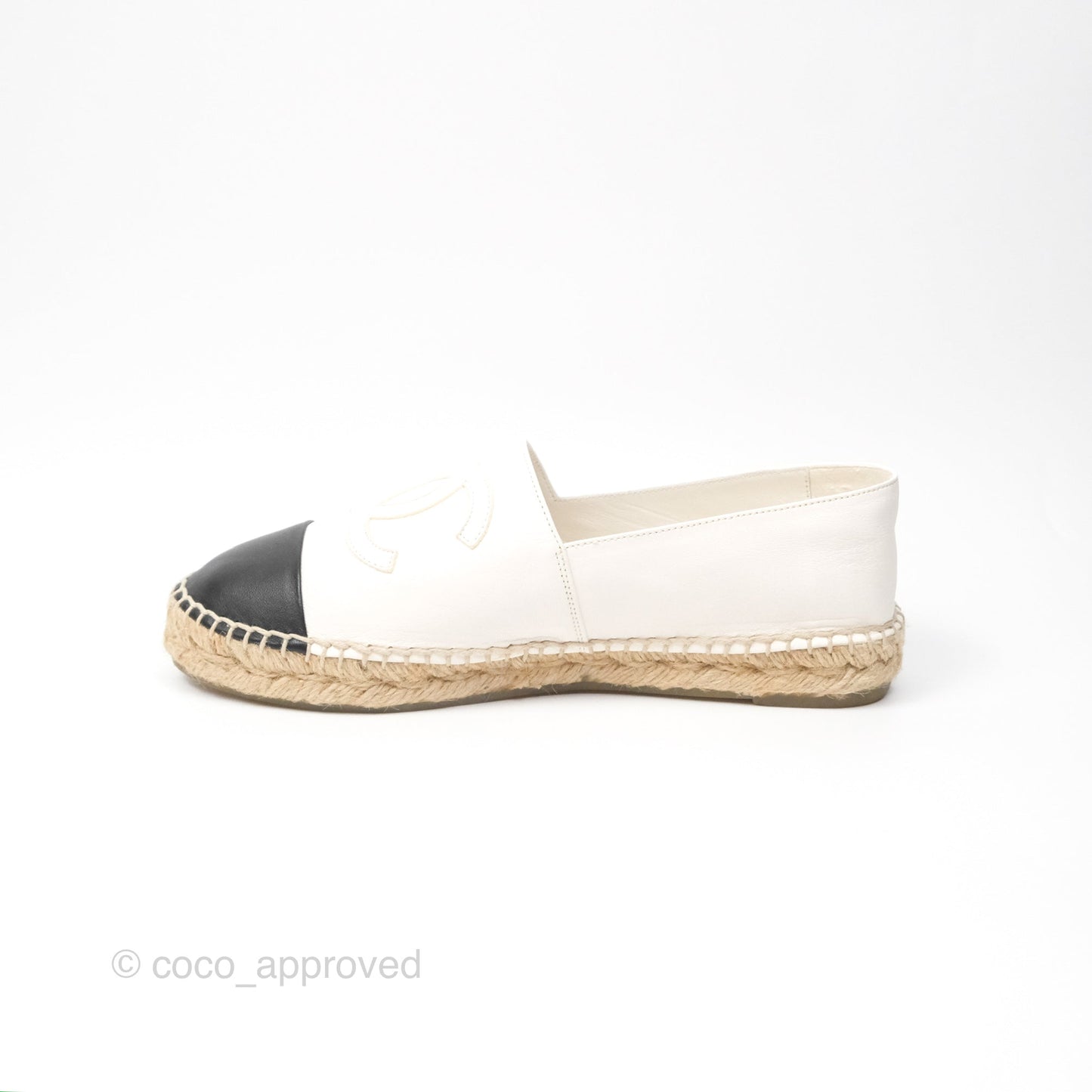 Chanel Leather Espadrilles White/ Black Size 38