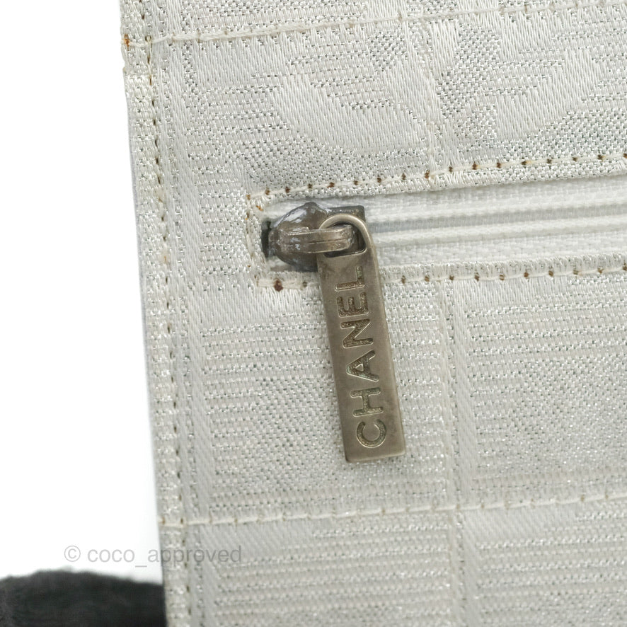 Chanel Vintage Wallet on Chain Silver Ice Cube Fabric