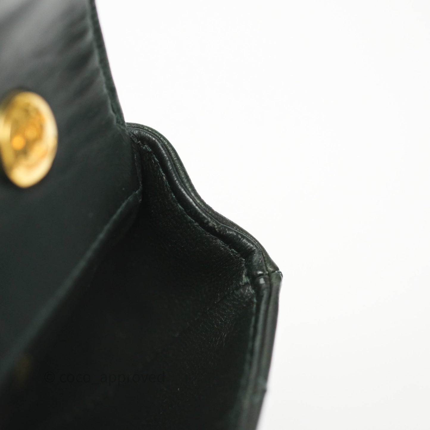 Chanel Vintage Mini Flap Bag Dark Green Lambskin Gold Hardware