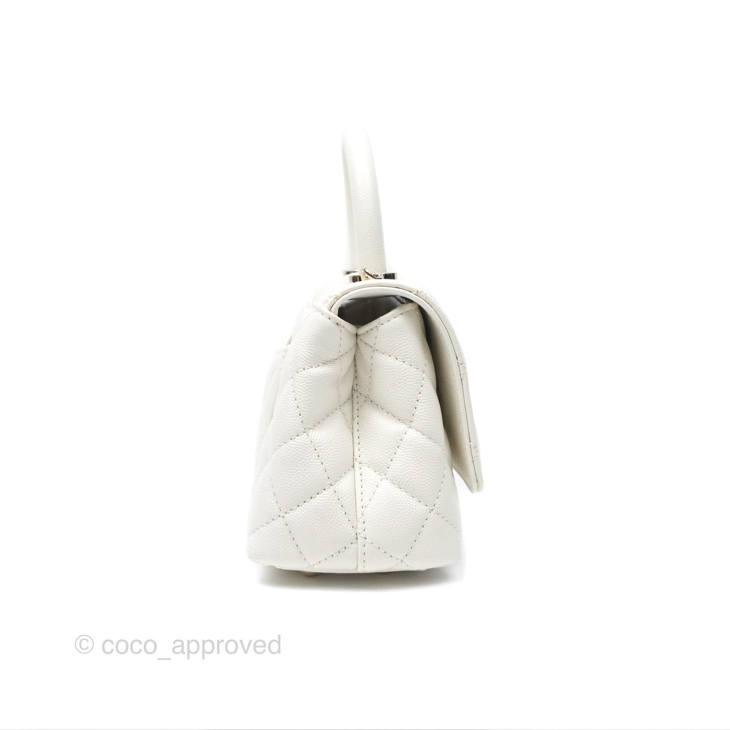 Chanel Mini Coco Handle White Caviar Gold Hardware