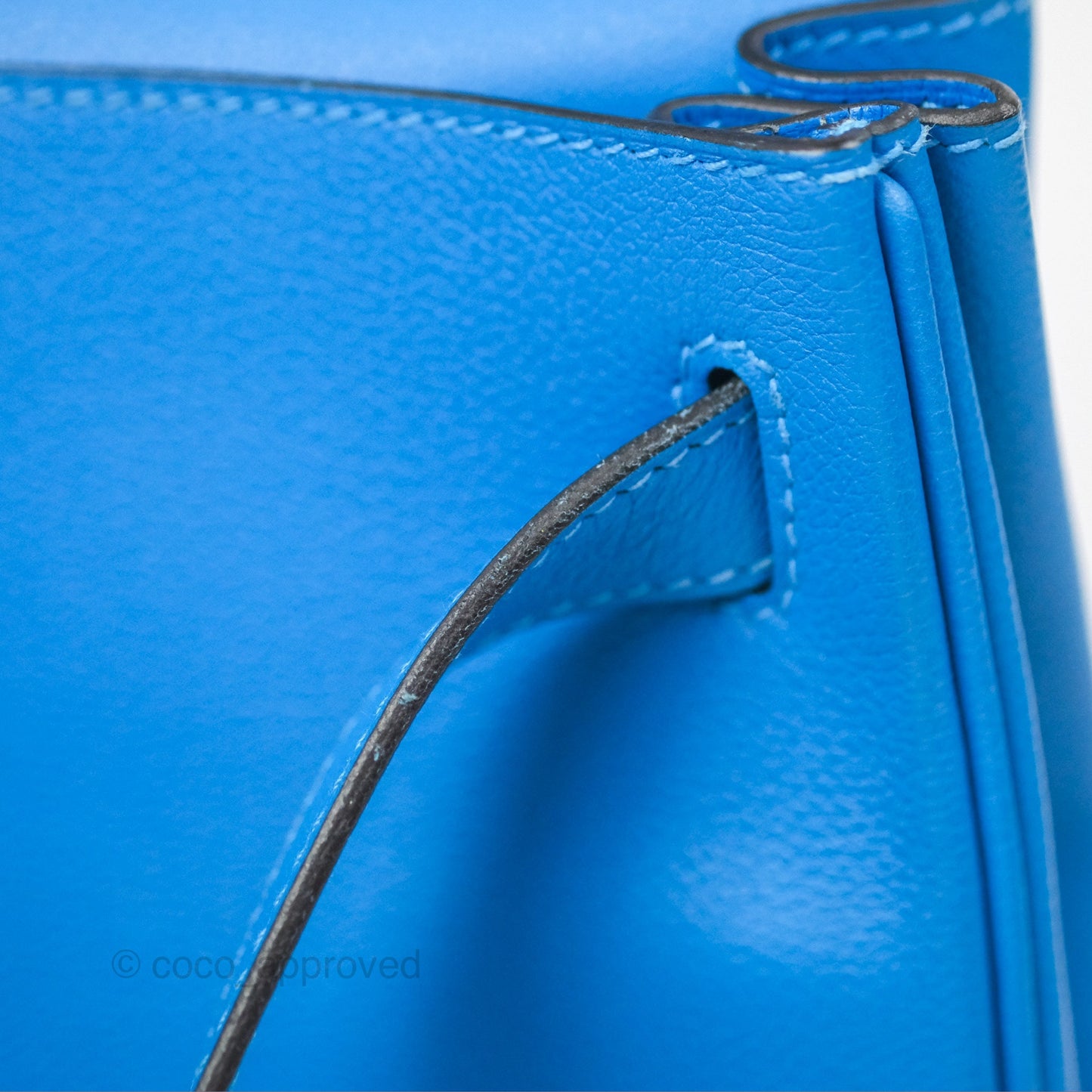 Hermès Retourne Kelly 28 Blue Evercolor Gold Hardware