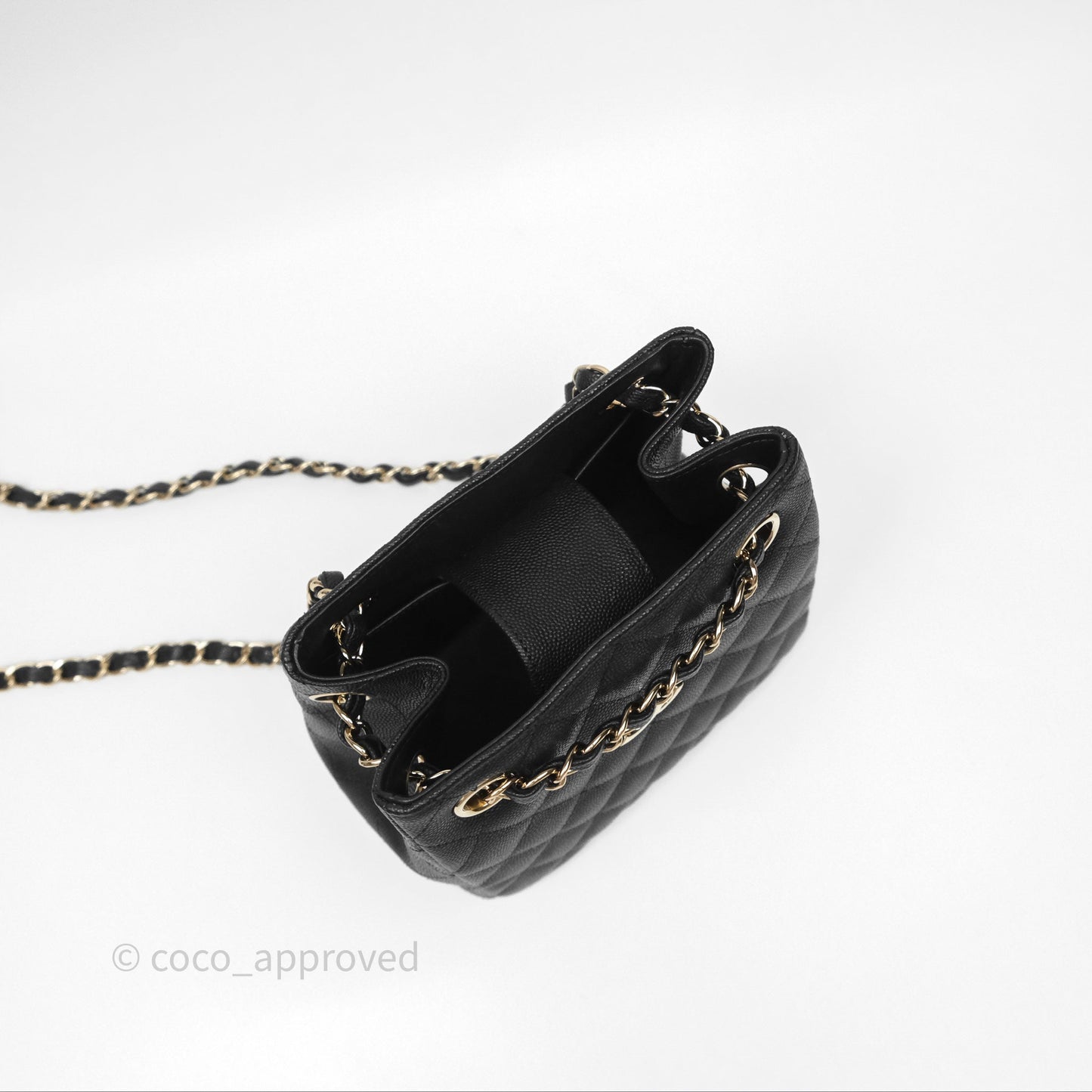 Chanel Mini Bucket Tote Black Caviar Gold Hardware 22S