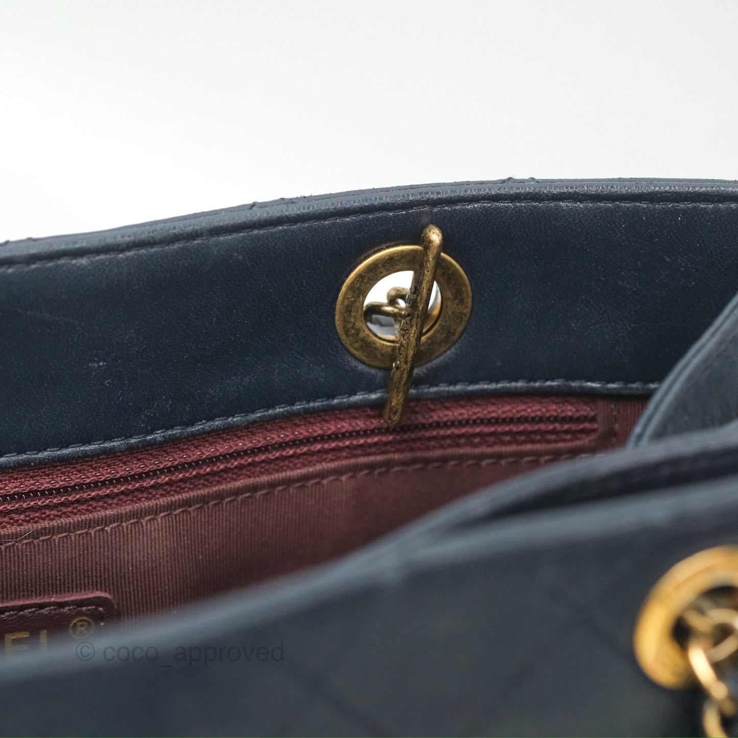Chanel Medium Around The Corner Shopping Tote Navy Lambskin