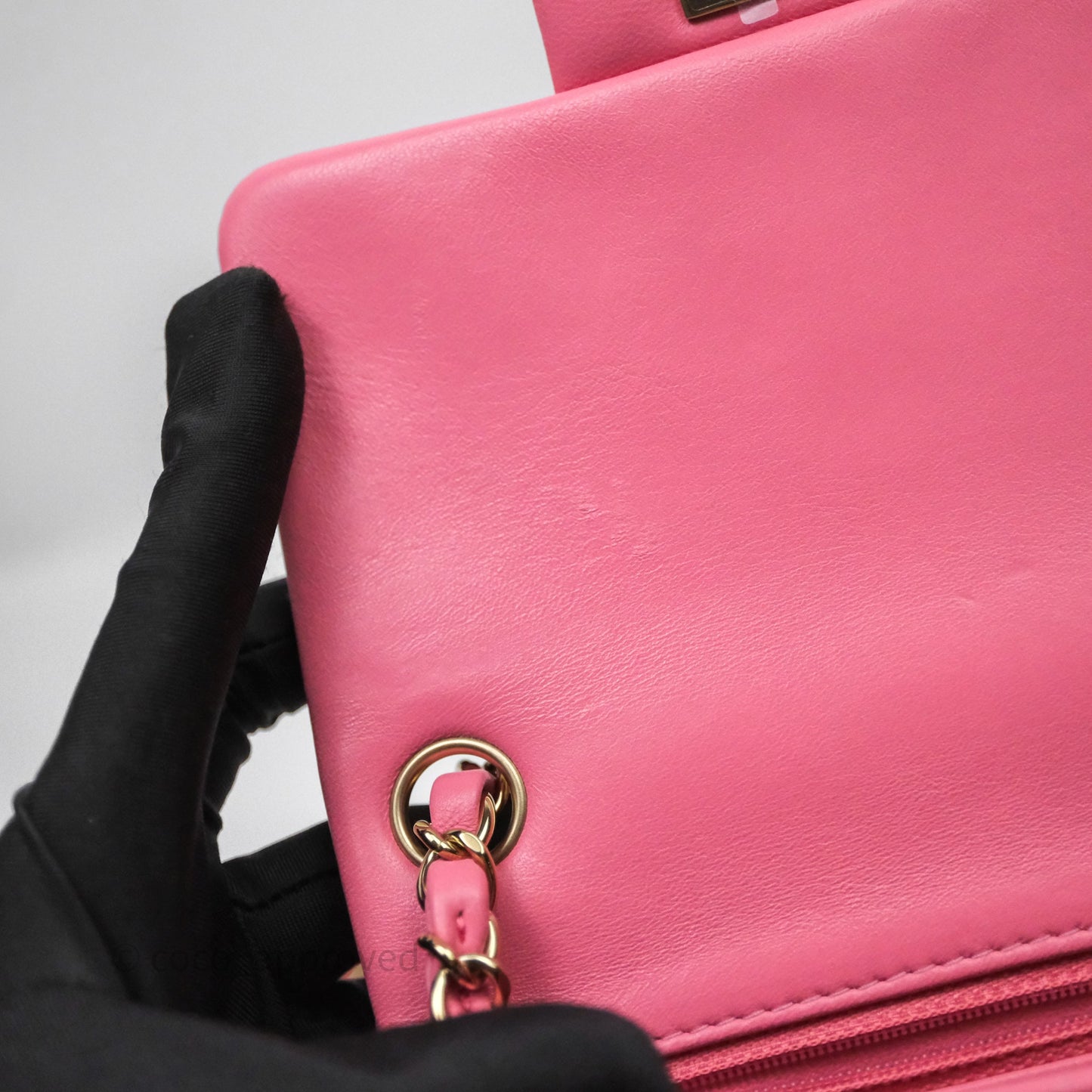 Chanel Quilted Mini Square Pink Lambskin Gold Hardware