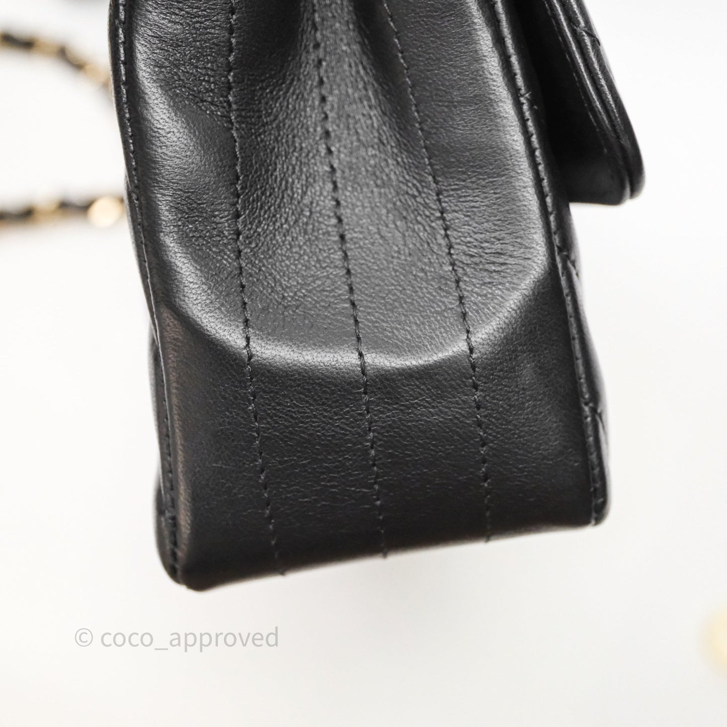 Chanel Quilted Mini Rectangular Chevron Black Lambskin Gold Hardware