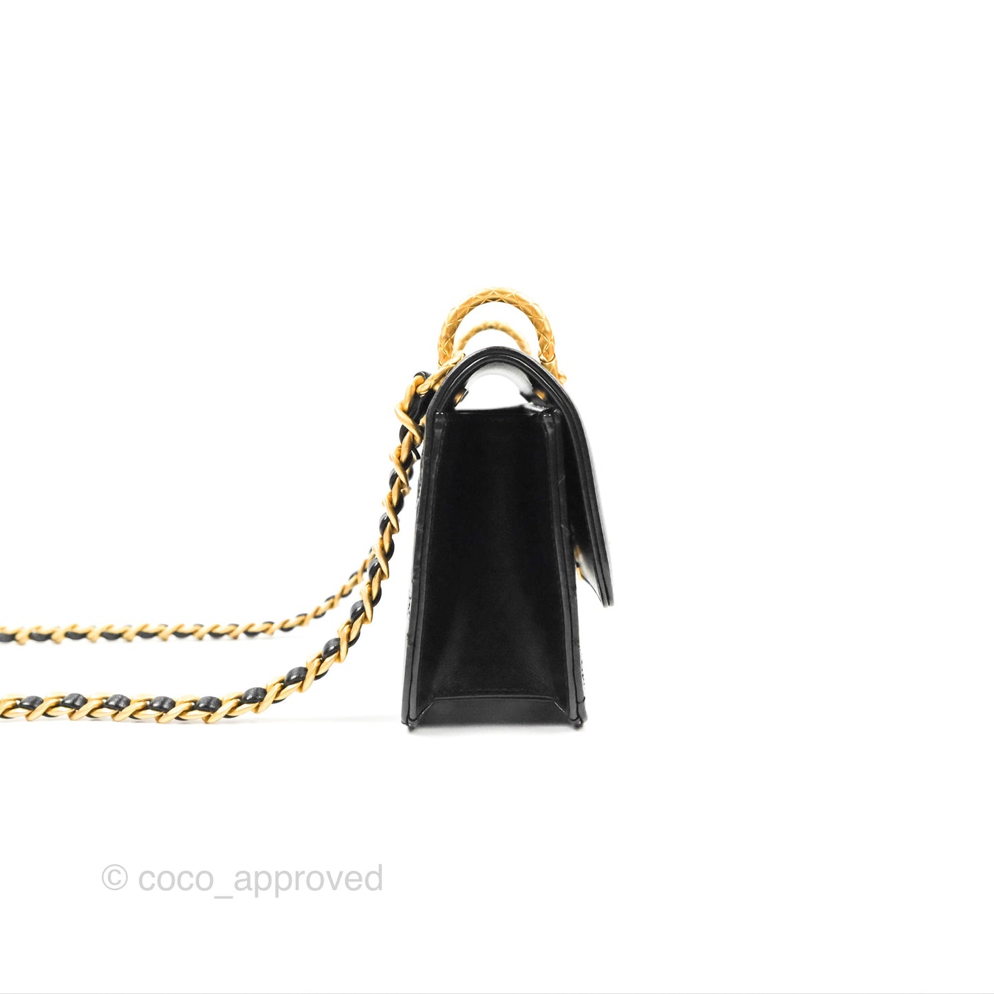 Chanel Mini Diana Flap Bag Black Calfskin Aged Gold Hardware 21B