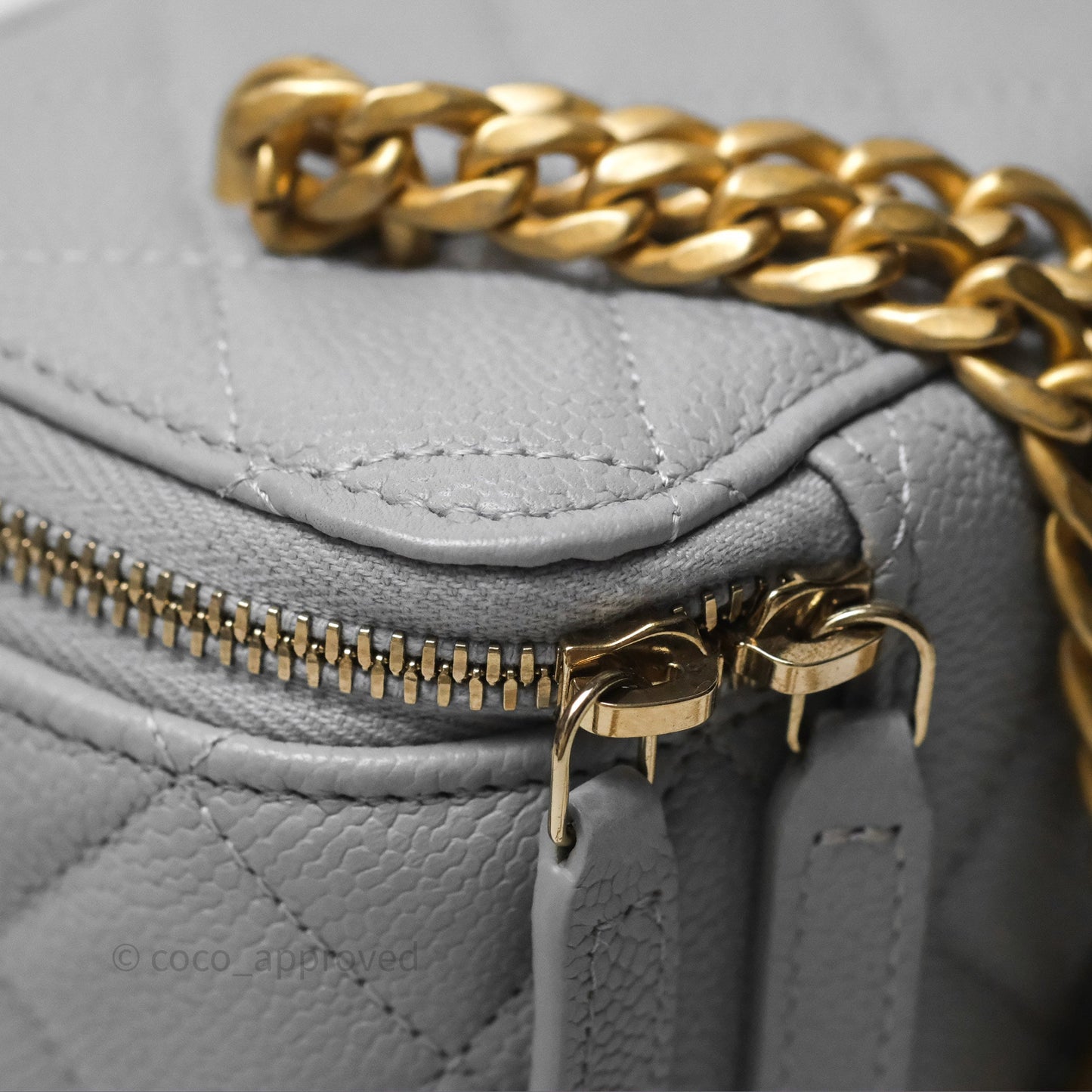 Chanel Vanity with Heart Adjustable Chain Grey Caviar Aged Gold Hardware