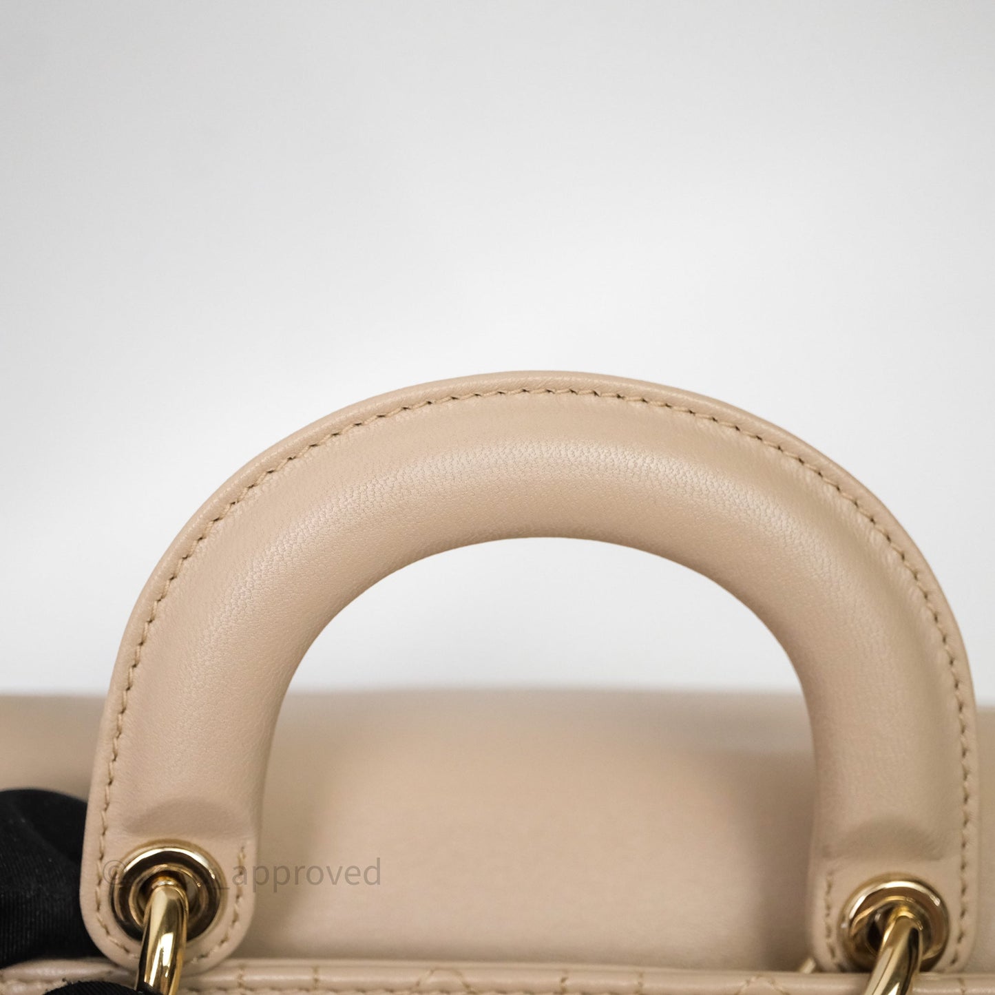 Christian Dior Small Lady D-Joy Powder Beige Cannage Lambskin Gold Hardware