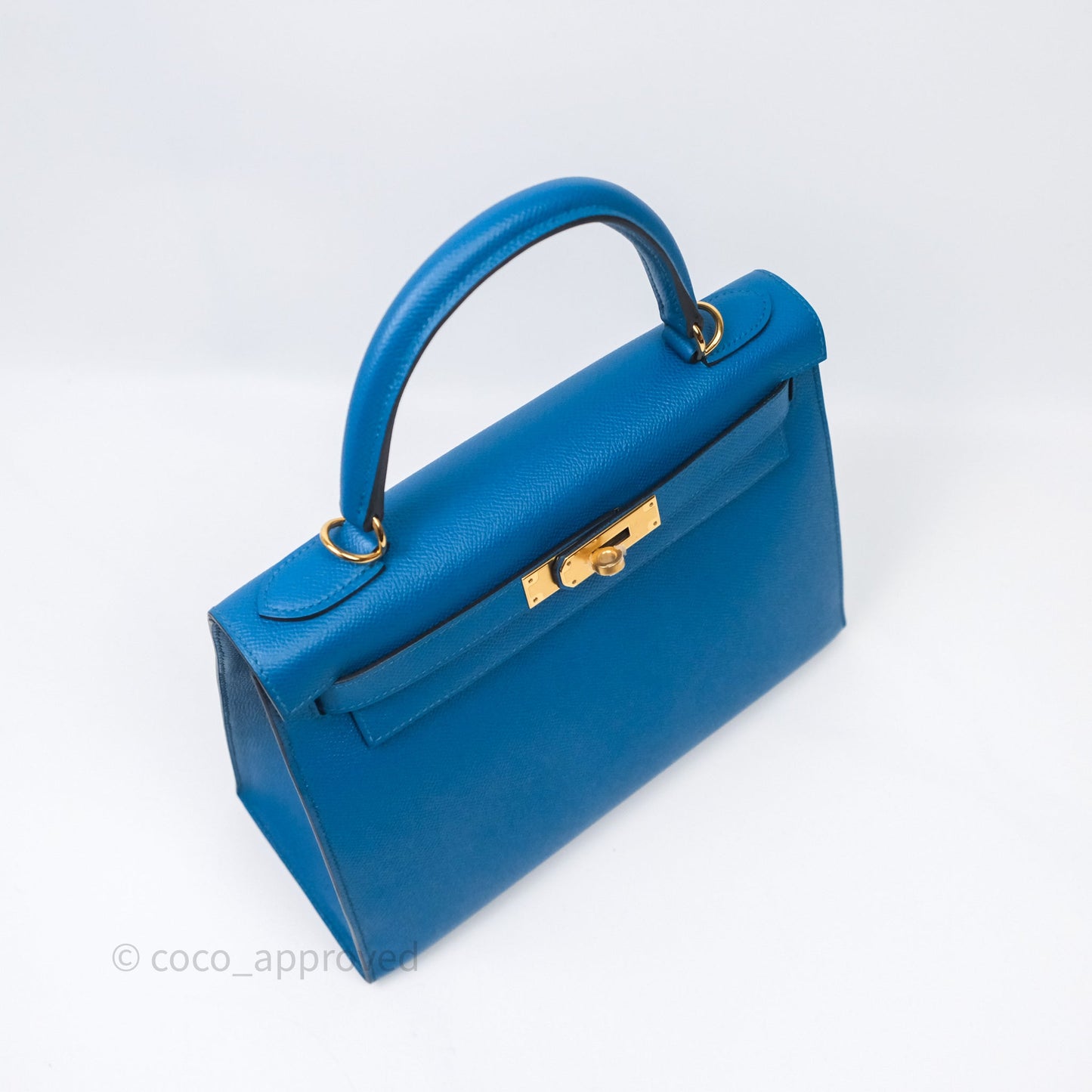 Hermès Kelly 28 Blue Epsom Gold Hardware