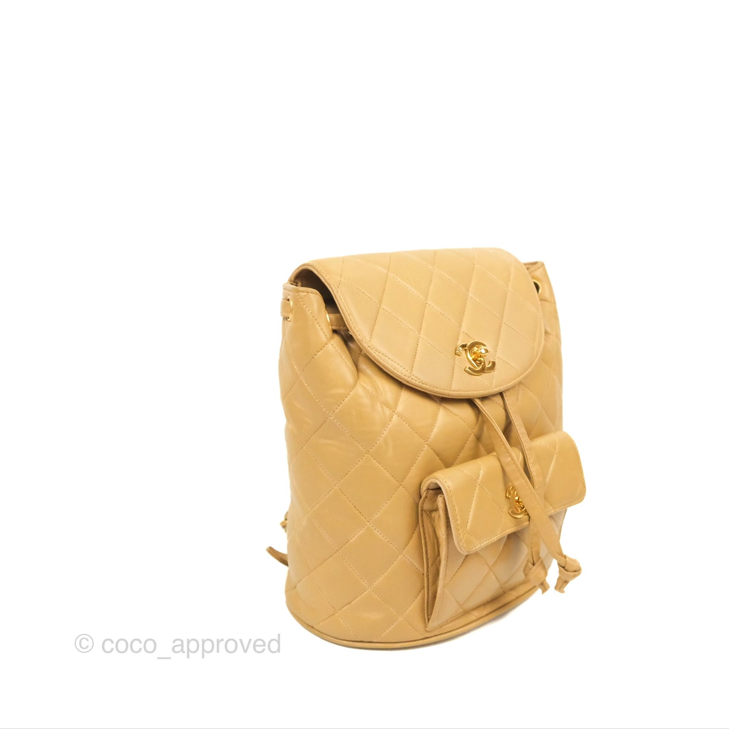 Chanel Vintage CC Duma Backpack Beige Lambskin 24K Gold Hardware