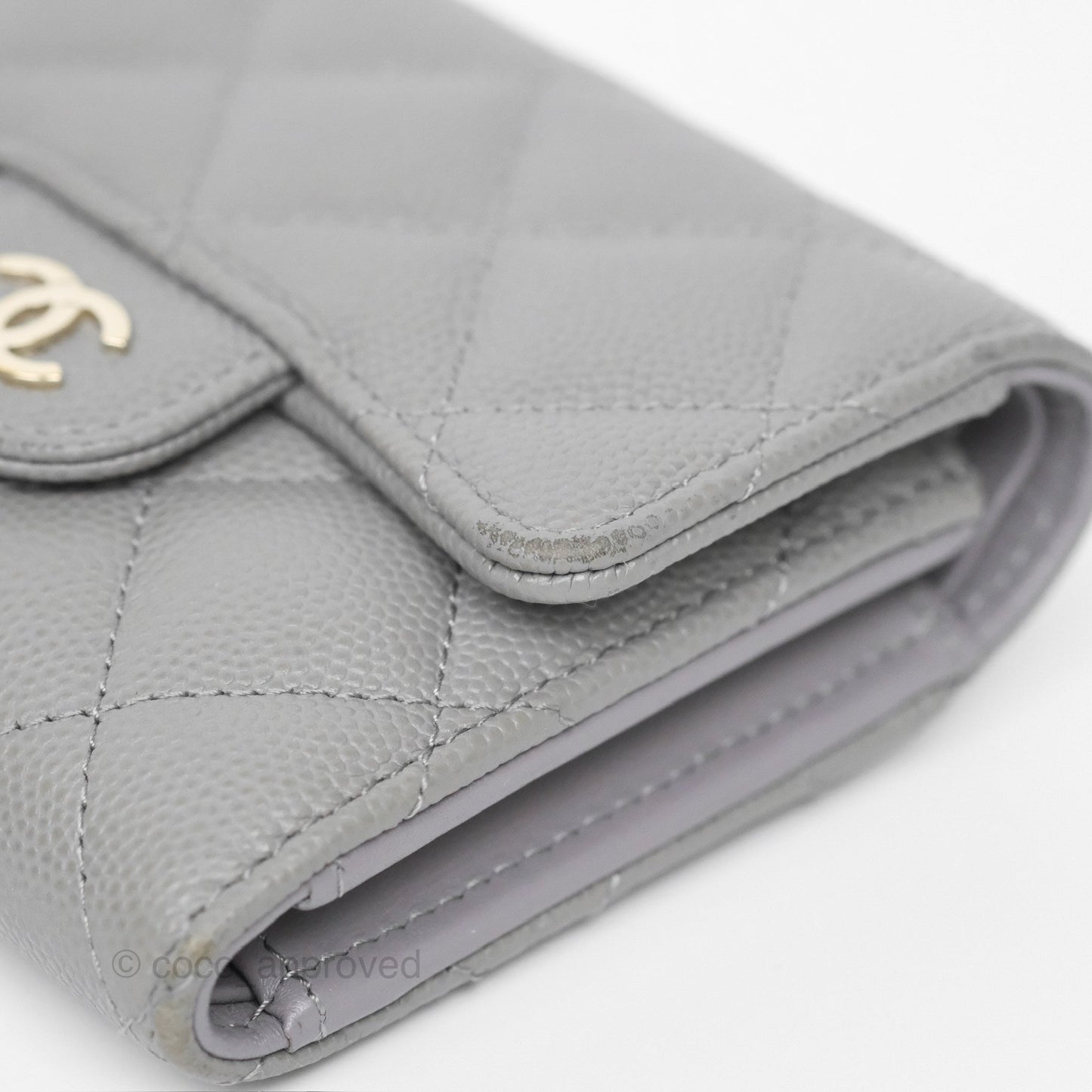 Chanel Classic Short Flap Wallet Grey Caviar Gold Hardware