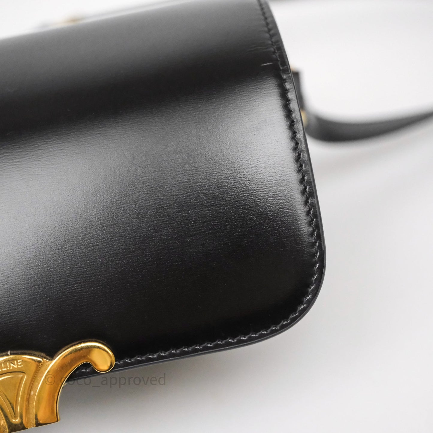 Celine Teen Triomphe Bag Black Shiny Calfskin Gold Hardware