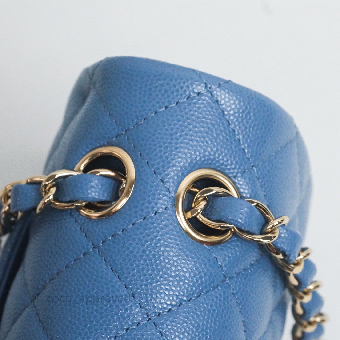 Chanel Small Classic Flap Quilted Blue Caviar Gold Hardware 20S