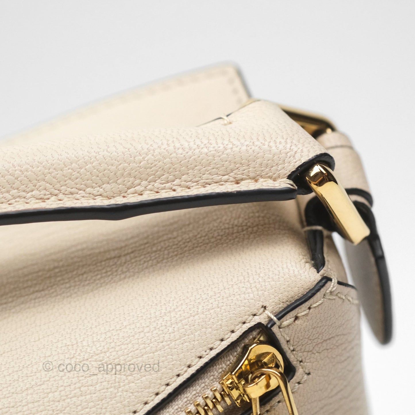 Loewe Small Puzzle Bag Beige Calfskin Gold Hardware