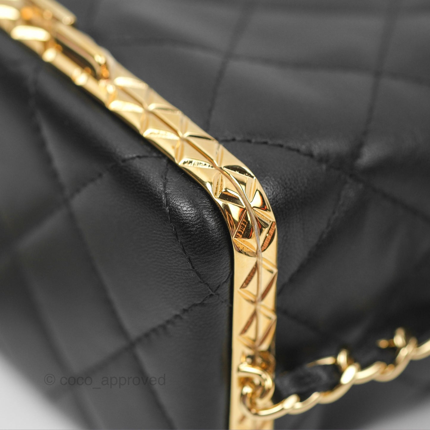 Chanel Small Bucket With Chain Black Lambskin Gold Hardware