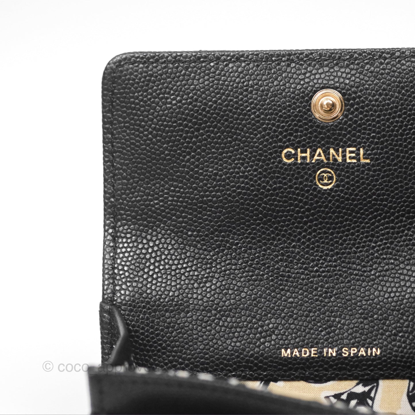 Chanel Flap Card Holder Black Caviar CC Gold Hardware