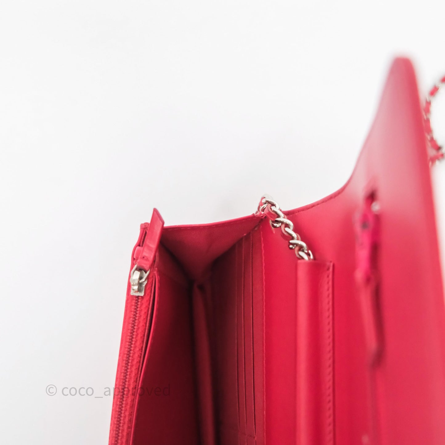 Chanel CC Wallet On Chain WOC Dark Pink Caviar Silver Hardware