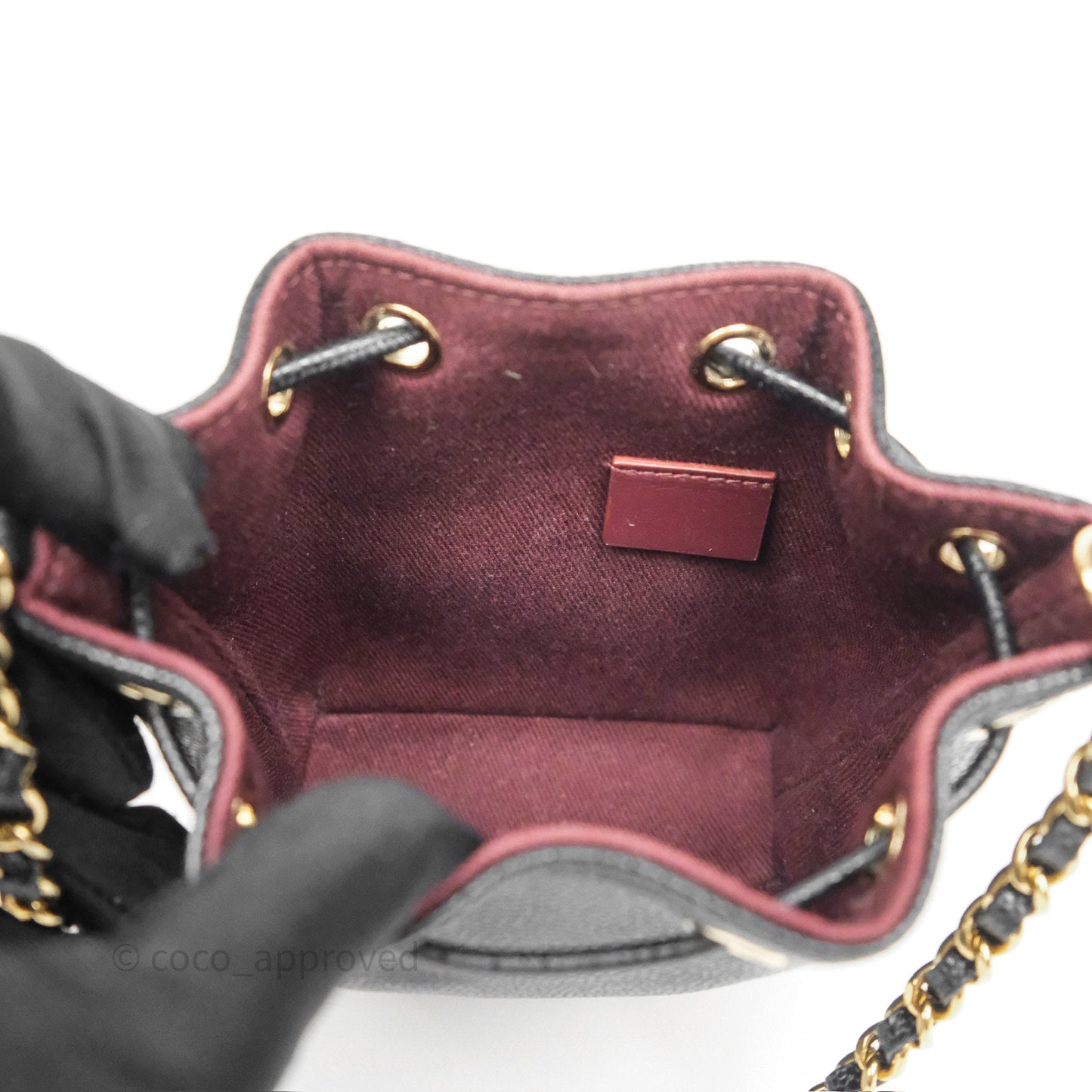 Chanel Mini Pocket Bucket Bag Black Caviar Gold Hardware