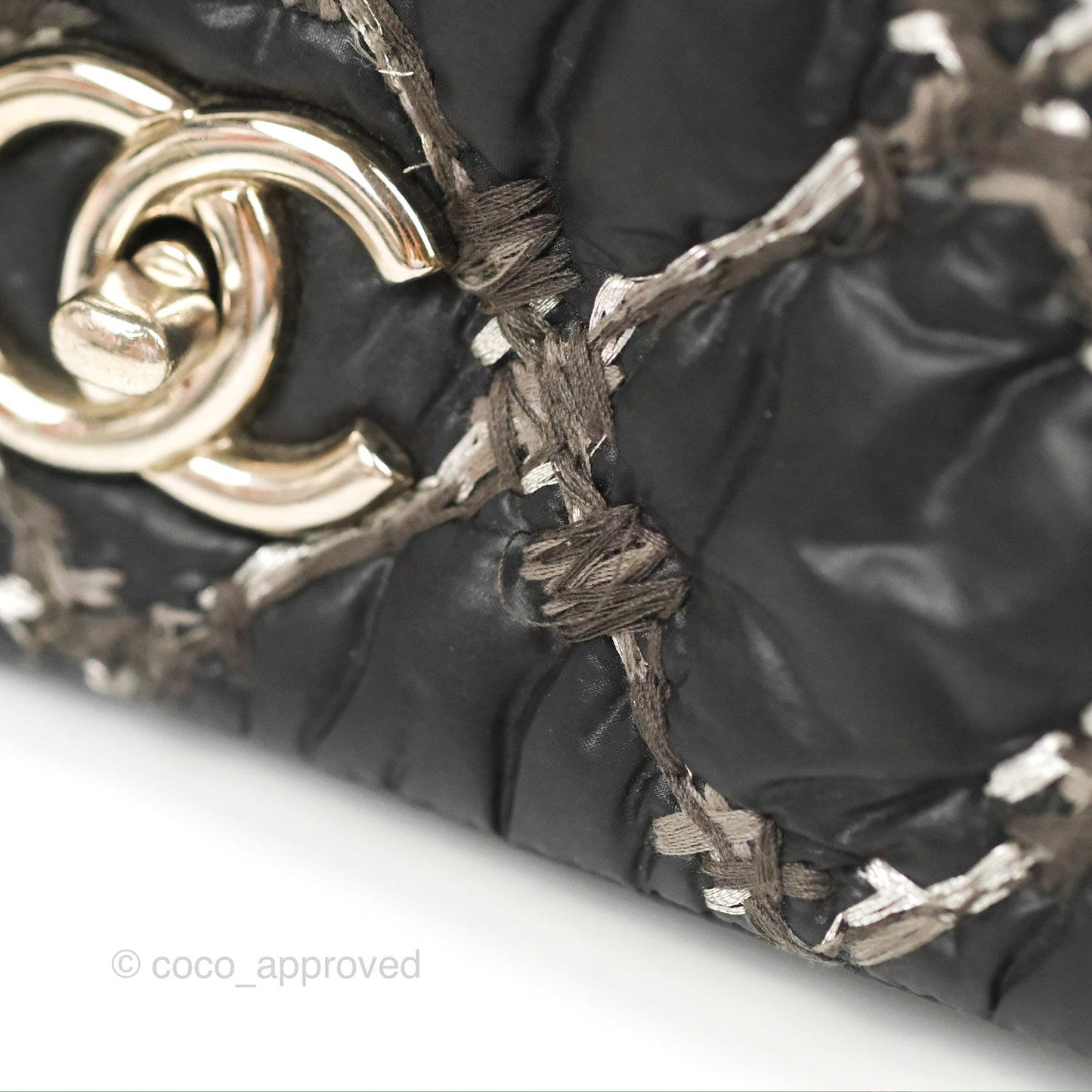 Chanel Tweed On Stitch Bubble Accordion Flap Black Nylon Silver Hardware