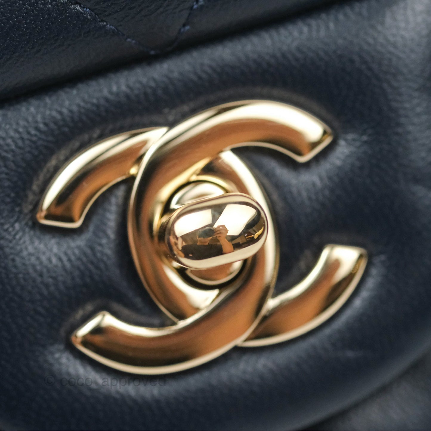 Chanel Mini Square Quilted Navy Lambskin Gold Hardware