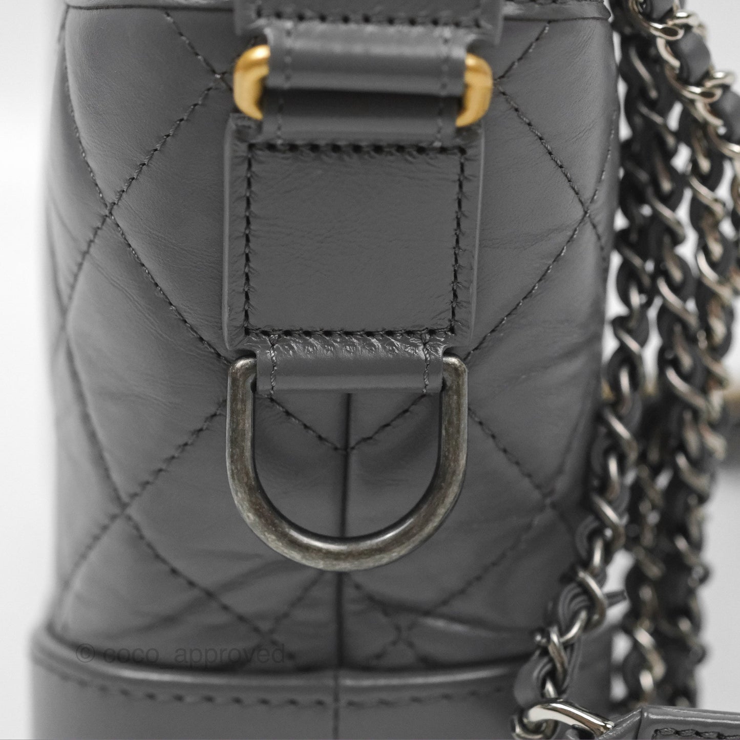 Chanel Small Gabrielle Hobo Quilted Dark Grey Aged Calfskin