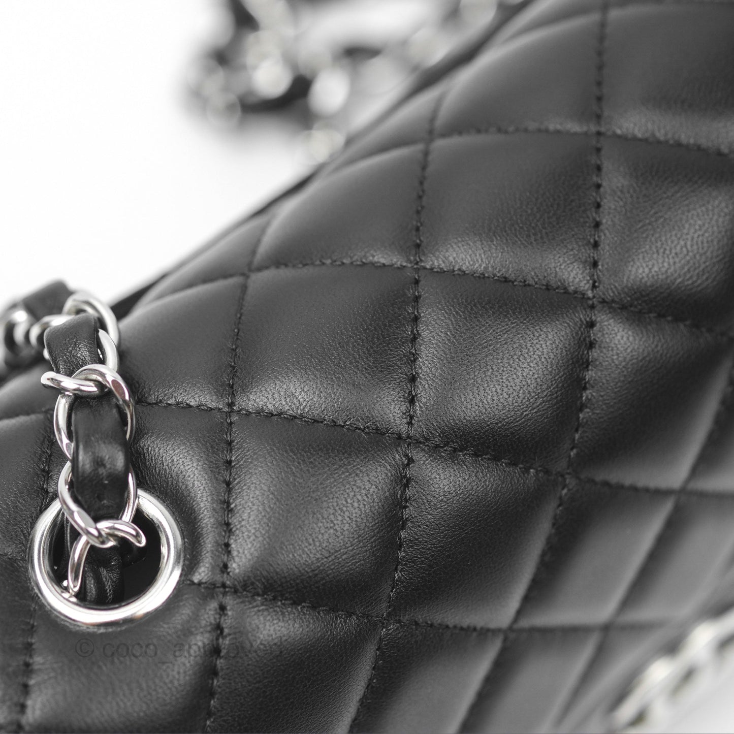 Chanel Quilted Mini Rectangular Black Lambskin Silver Hardware