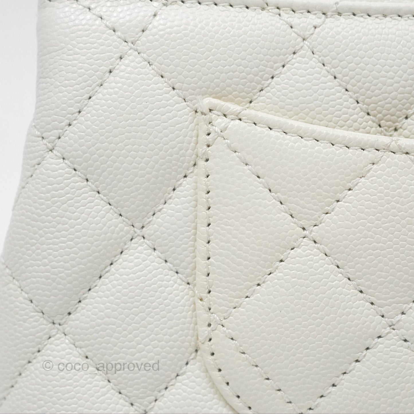Chanel Mini Coco Handle White Caviar Gold Hardware