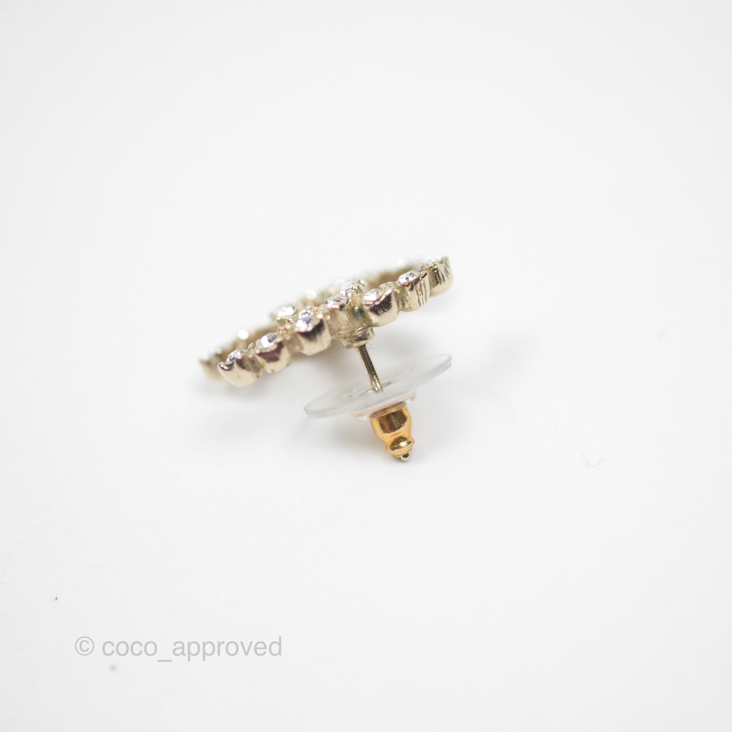 Chanel CC Crystal Earrings Gold Tone 20P