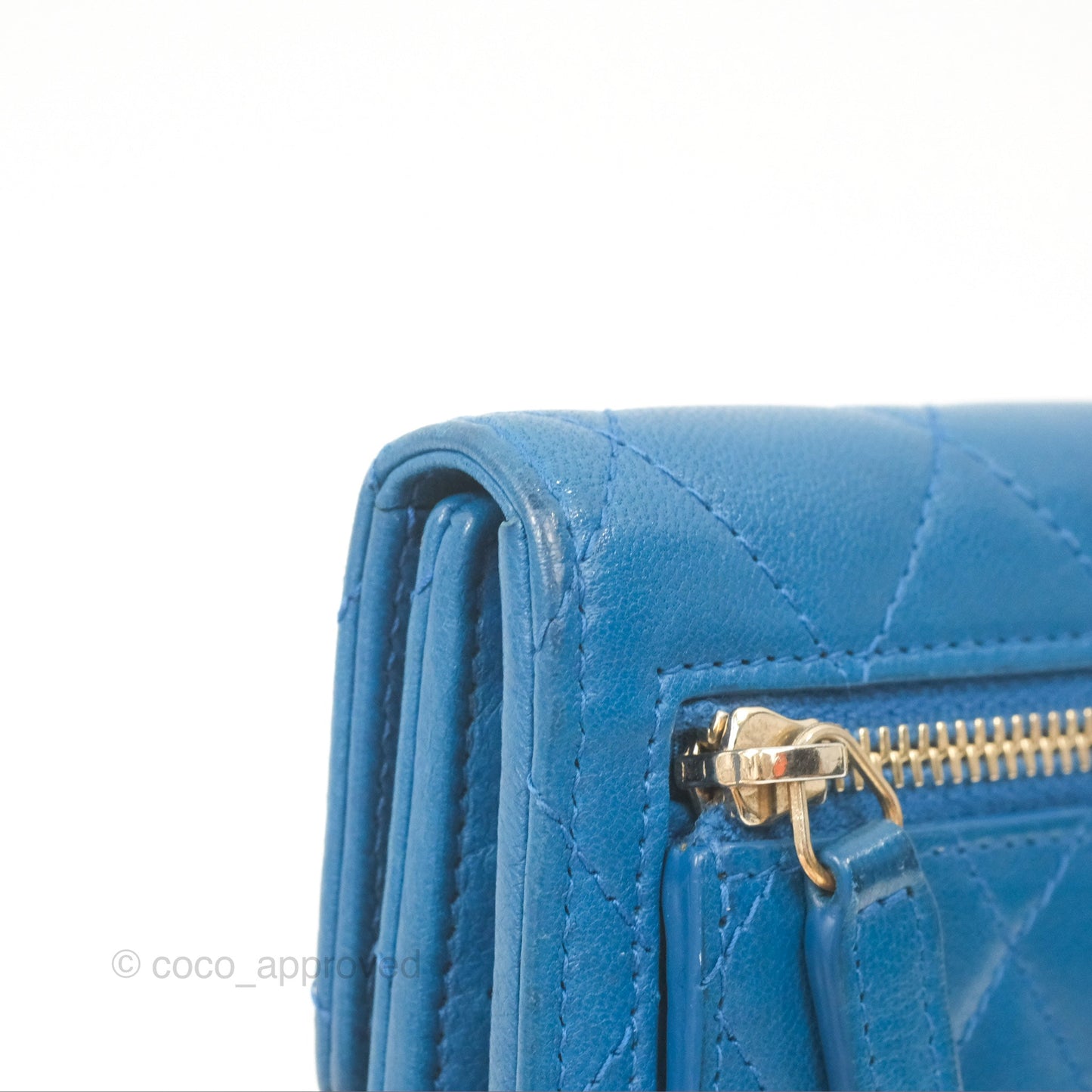 Chanel Classic Short Flap Wallet Blue Lambskin Gold Hardware